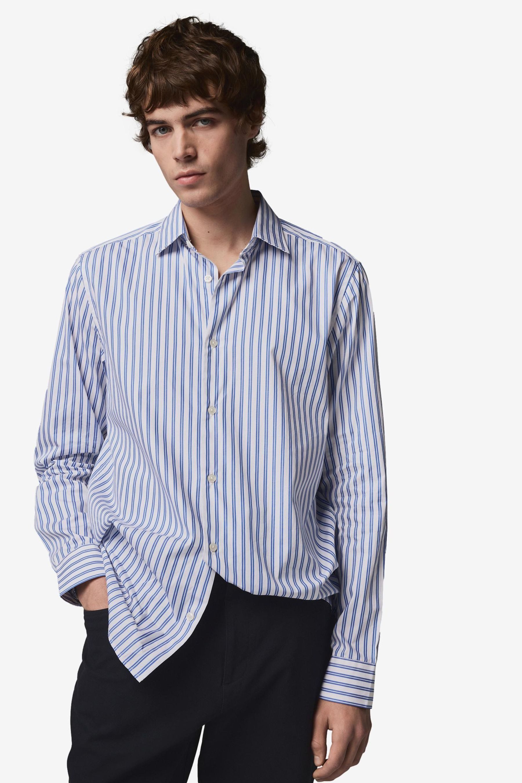 Next Langarmhemd Langärmeliges Anzughemd aus 100 % Baumwolle (1-tlg) günstig online kaufen