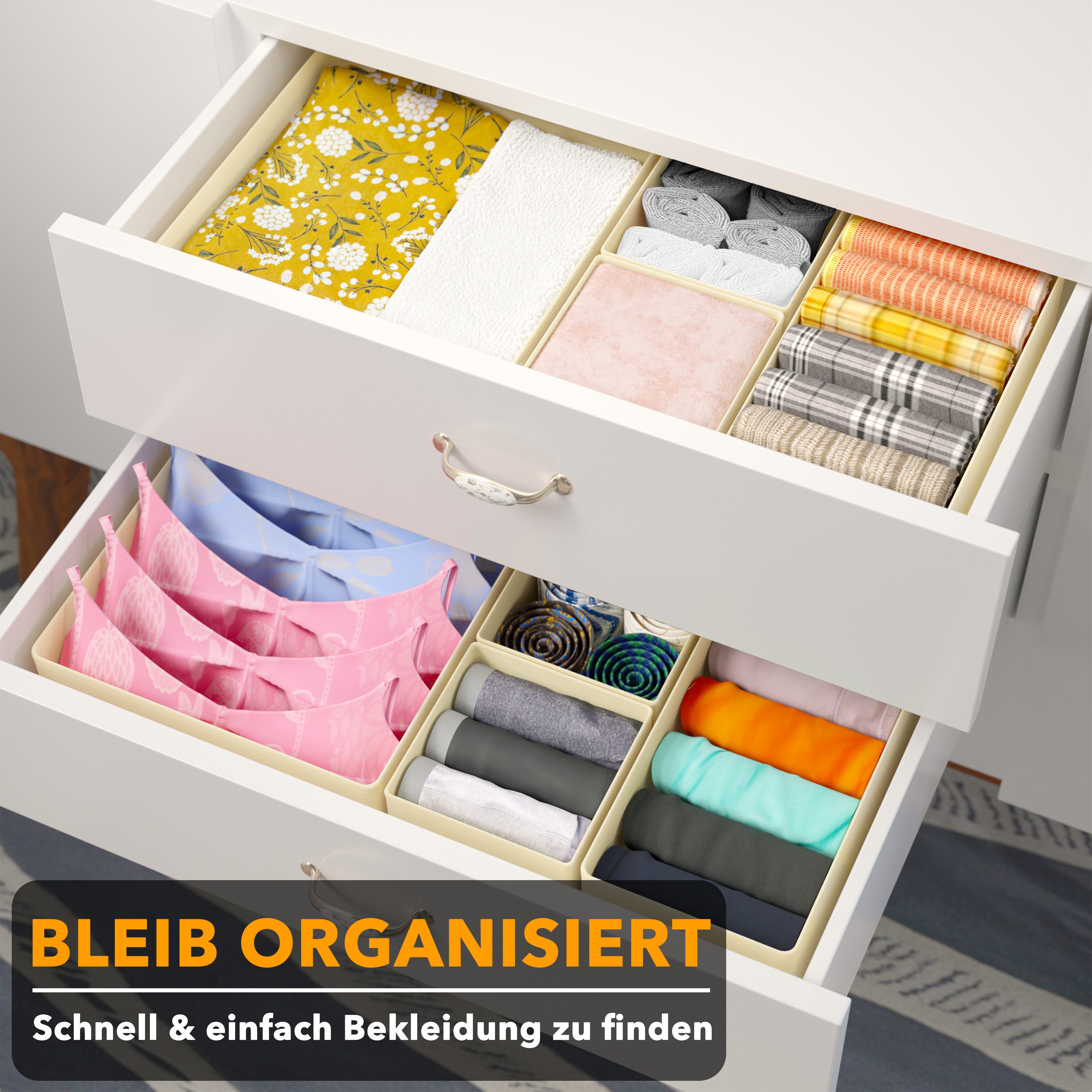 SpaceAid Auflagenbox 12 er Schubladen Organizer (Unterwäsche Organizer), Faltbare Aufbewahrungsbox Stoff – Bild 3 von 5