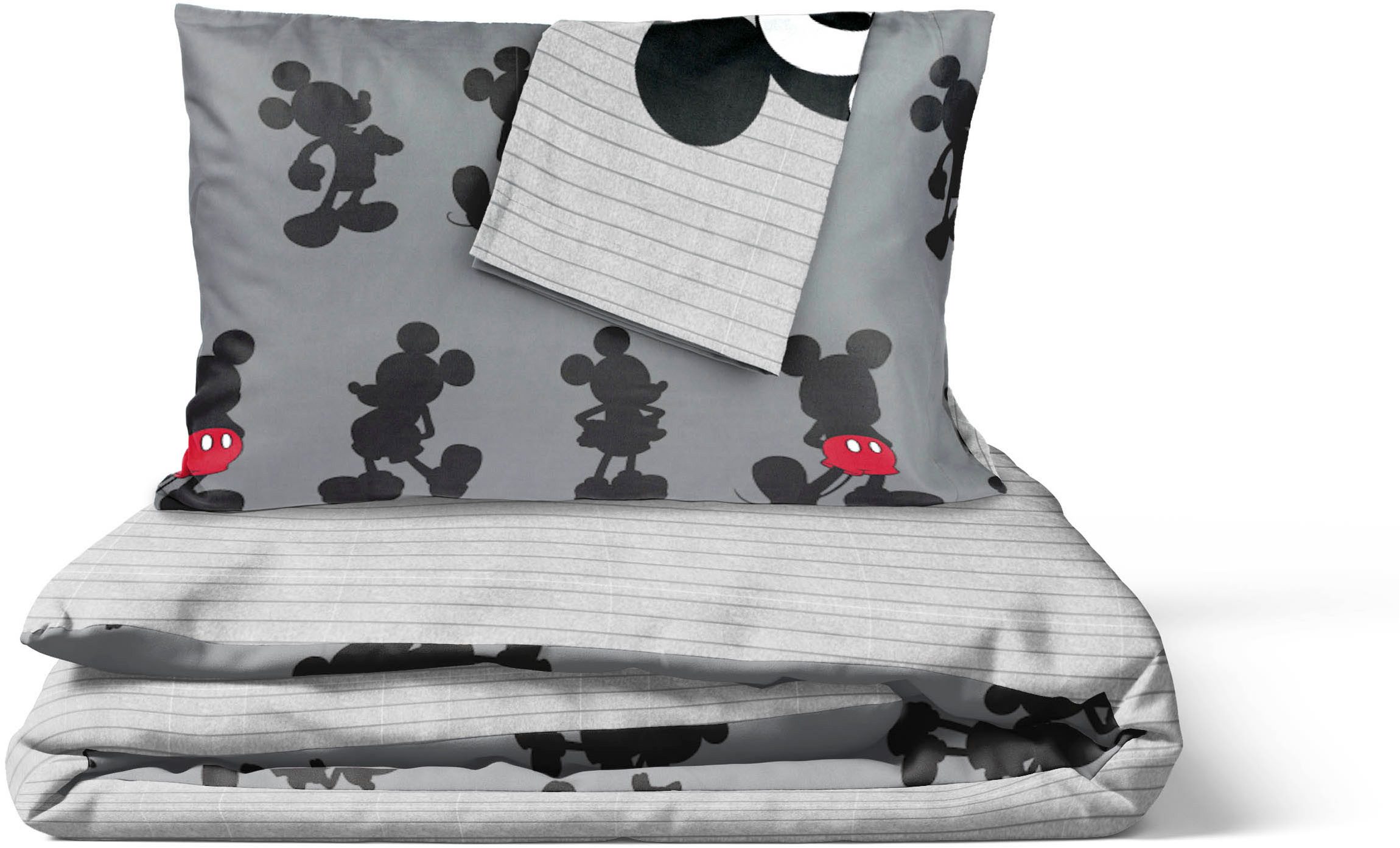 Disney Kinderbettwäsche Disney Mickey Mouse Bettbezug-Set 135x200 cm + Kissenbezug 80x80 cm, Washed Cotton, 2 teilig, 100 % Baumwolle, maschinenwaschbar, wendbar