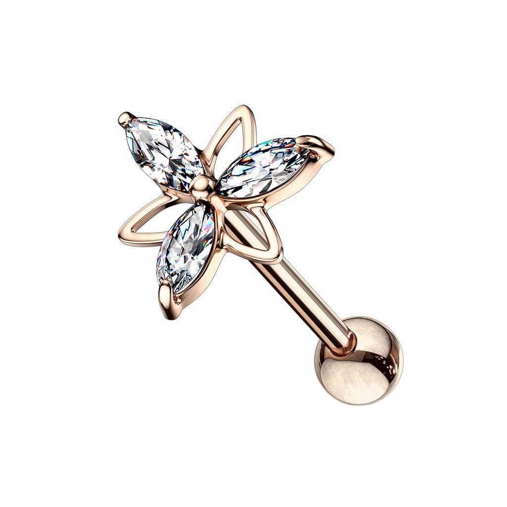 Taffstyle Piercing-Set Helix Piercing Cartilage Knorpel Ohr Stecker Kristall Marquise Blume (Ohrpiercing Cartilage Knorpel Ohr Tragus Helix Rook Lobe Daith Conch Orbital Snug Ohrring Piercing)