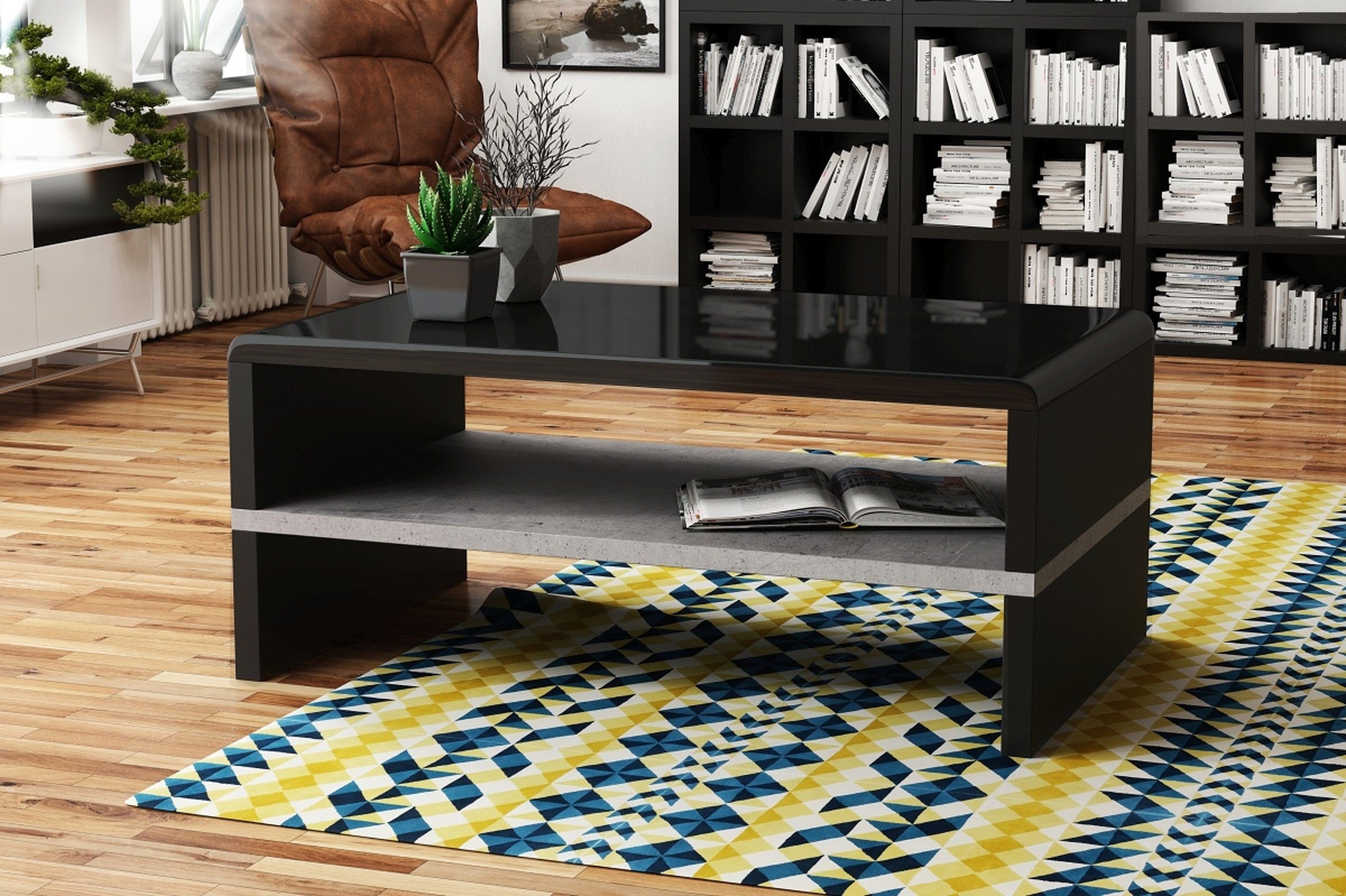 Mazzoni Couchtisch Design Rock Tisch Schwarz günstig online kaufen