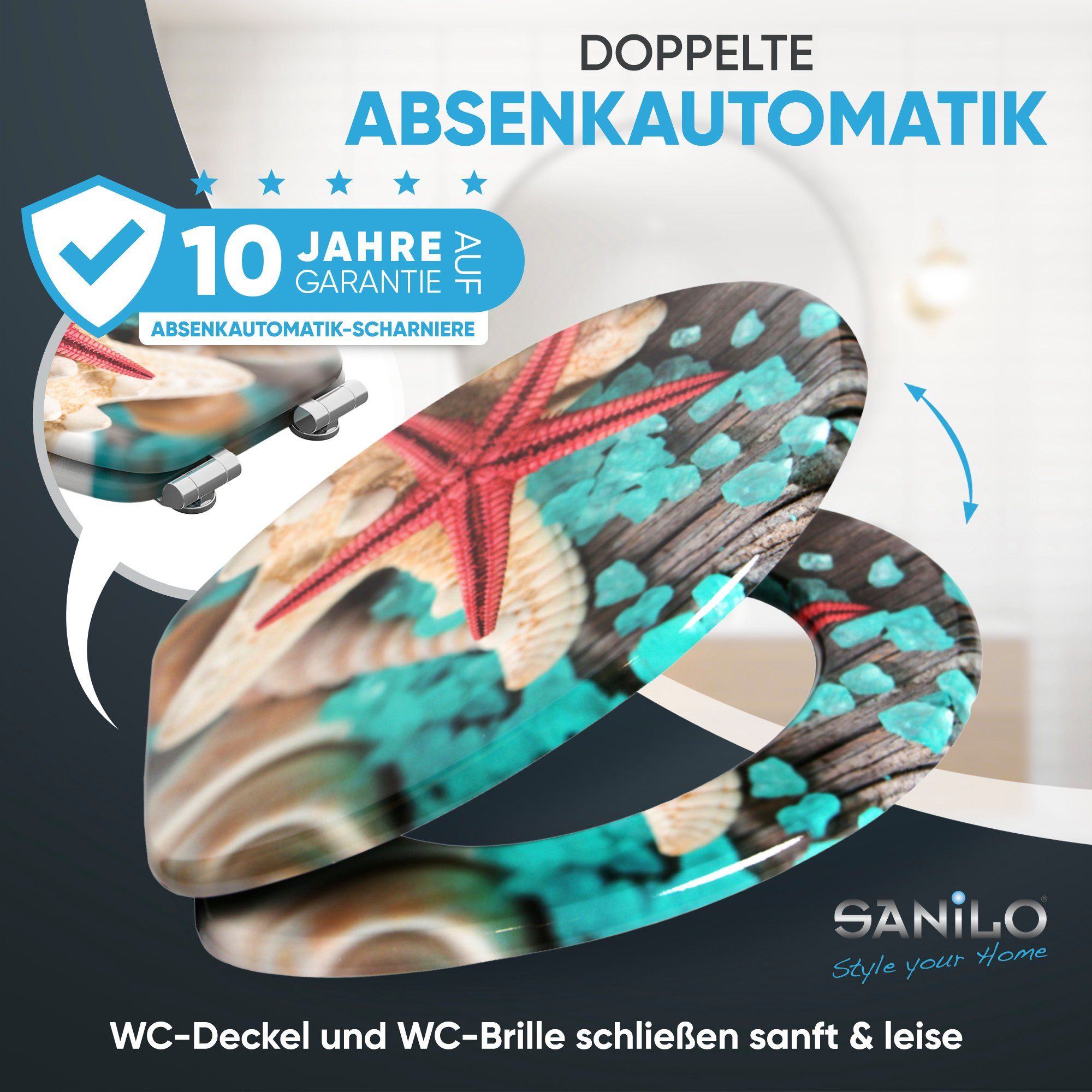 Sanilo WC-Sitz Bath Salts mit Absenkautomatik, Toilettendeckel direkt vom Hersteller, hochwertig & modern mit Motiv, universell, leichte Montage – Bild 3 von 5