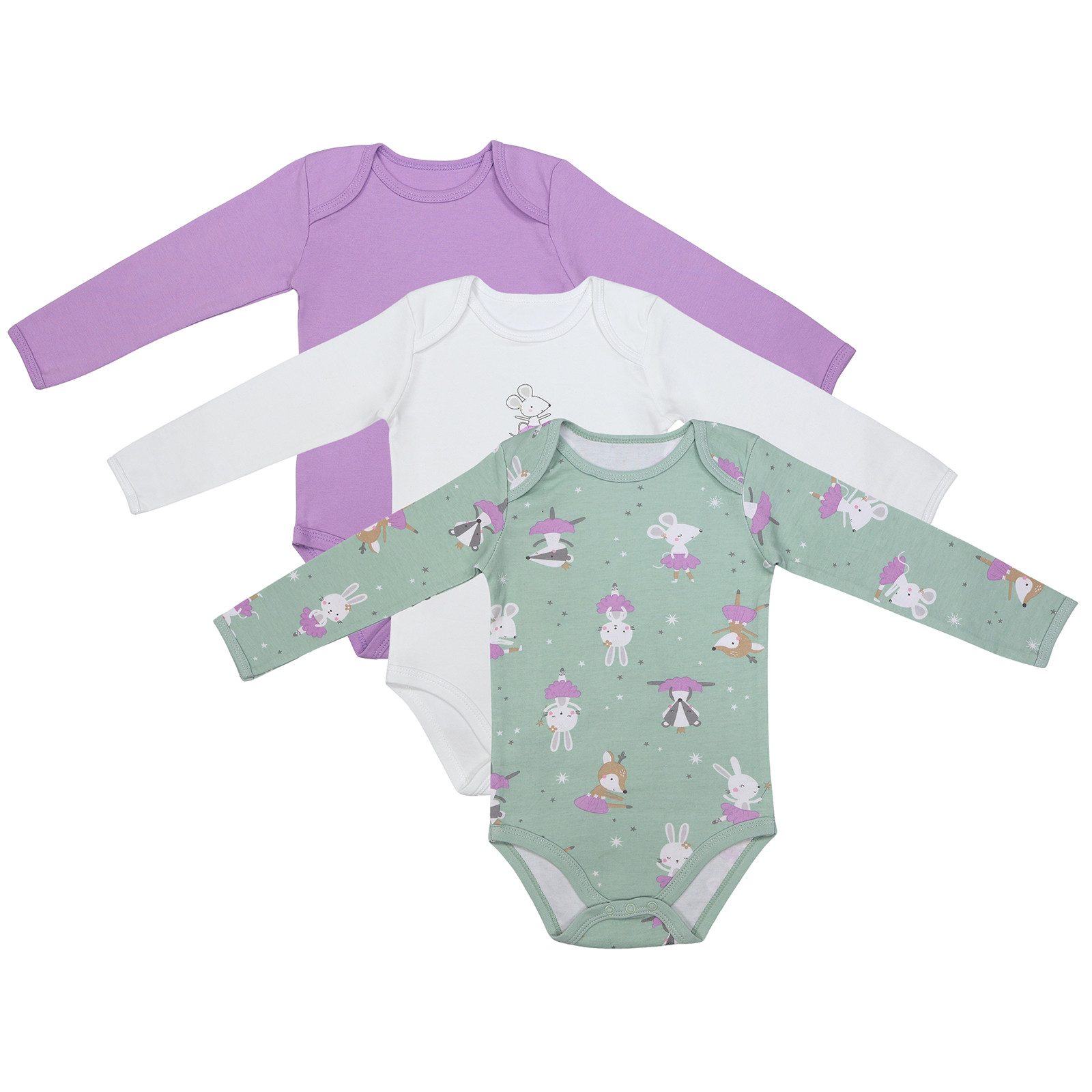Schlummersack Langarmbody Bio Baby-Bodys langarm 3er-Pack OEKO-TEX zertifiziert