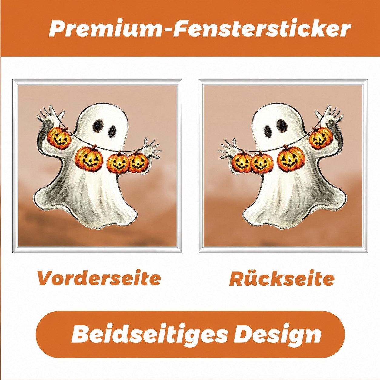Sorvyzxn Fenstersticker Halloween Fenstersticker, 9 Bögen mit Geistern, Kürbis & Fledermaus, Beidseitig & Rückstandsfrei Entfernbare Fensterdeko, Wiederverwendb – Bild 4 von 5