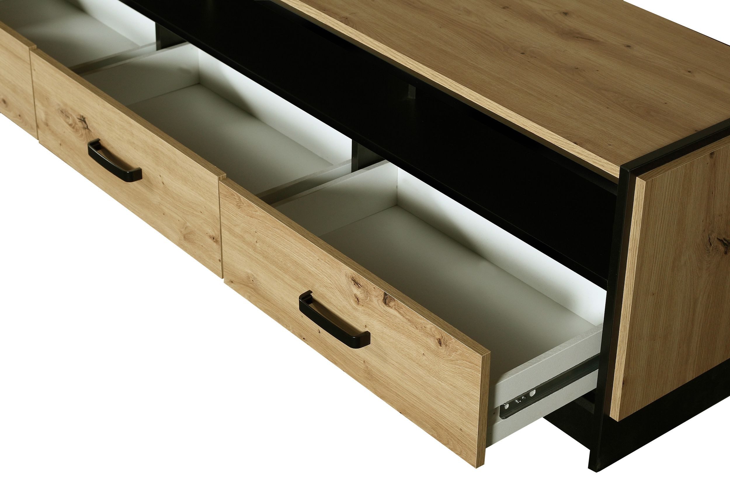 Küchen-Preisbombe Kommode Karia 180 cm TV Board Schrankwand Esszimmer Eiche Artisan + Schwarz