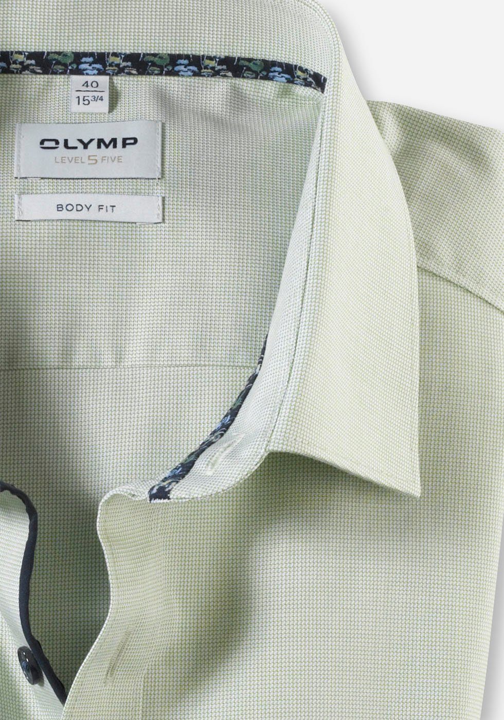 Level Five fit body OLYMP Businesshemd Logo-Stitching tonigem mit limone