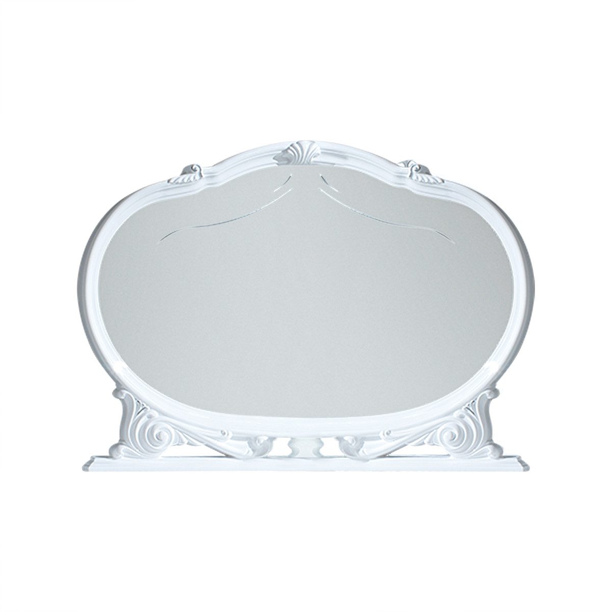 Interdesign24 Barockspiegel Venus (im Barock-Stil, mit Silberverzierungen), in Weiß/Silber Hochglanz