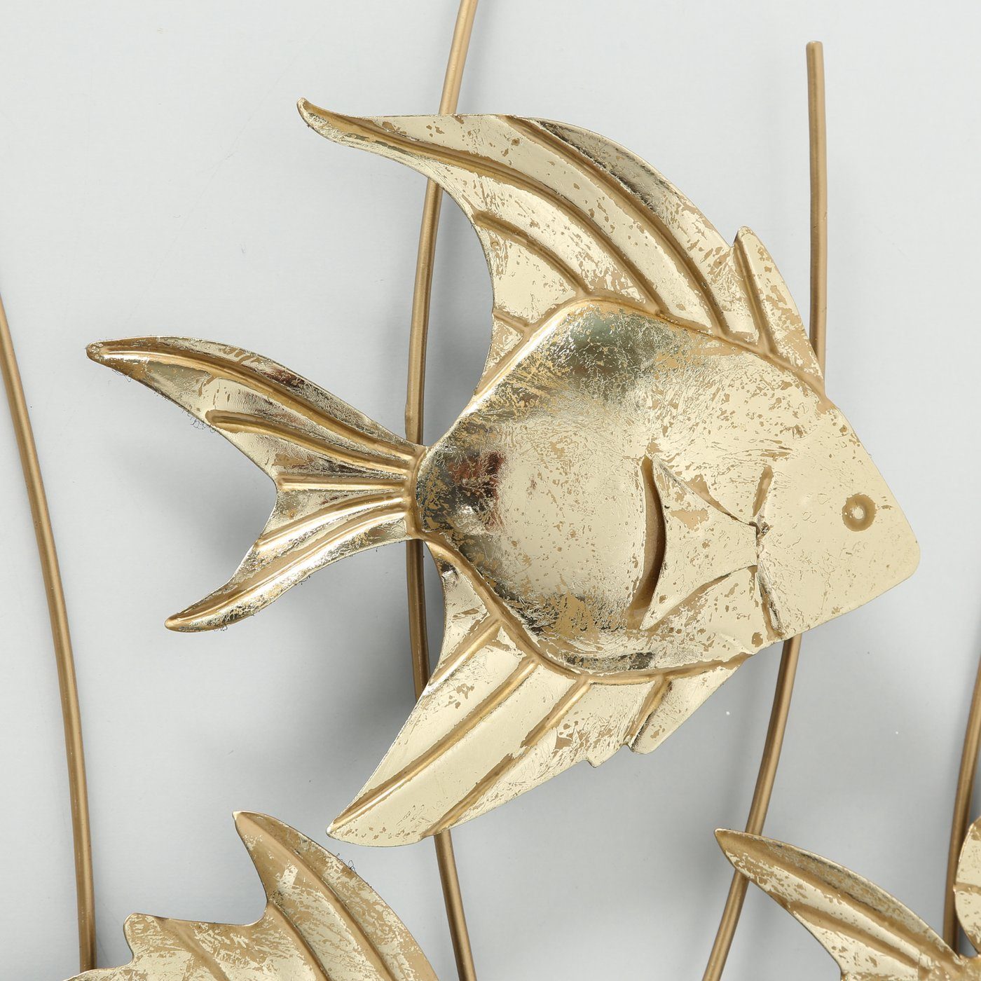 gold Wanddekoobjekt "Aquarium" - Wanddeko Metall aus in Fische BOLTZE
