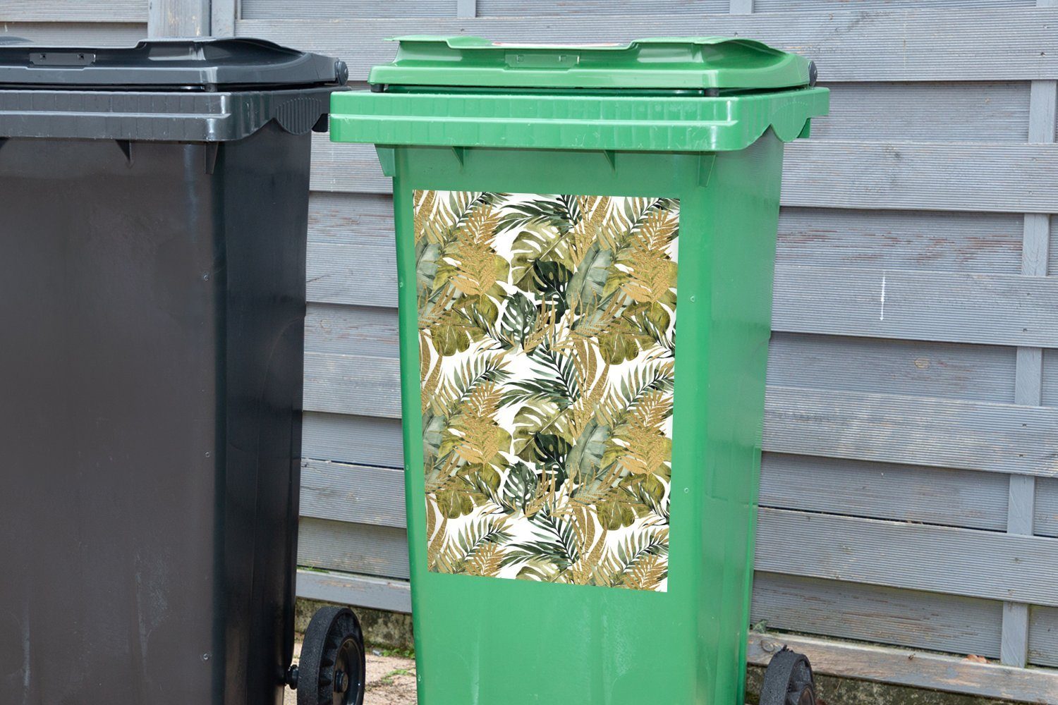 Grün Mülleimer-aufkleber, Blau MuchoWow St), (1 Abfalbehälter - - Sticker, Tropisch Mülltonne, Wandsticker Container,