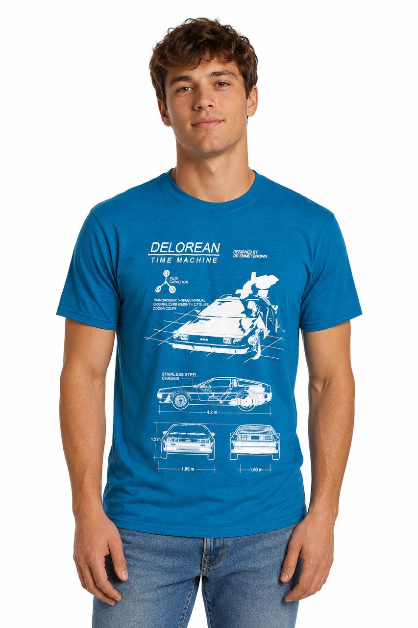 Zurück in die Zukunft Print-Shirt Zurück in die Zukunft DeLorean Herren T-Shirt Blau S–2XL Back ti the future Retro 80 er Jahre T-Shirt Delorean