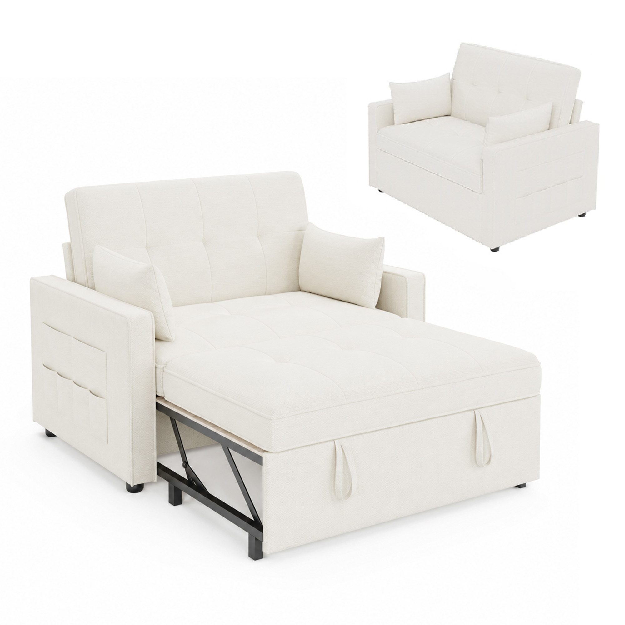 AMERLIFE Schlafsofa mit 5-stufiger Verstellung, 3-in-1, Dunkelgrau, 1 Teile, Verstellbare Kopfstütze