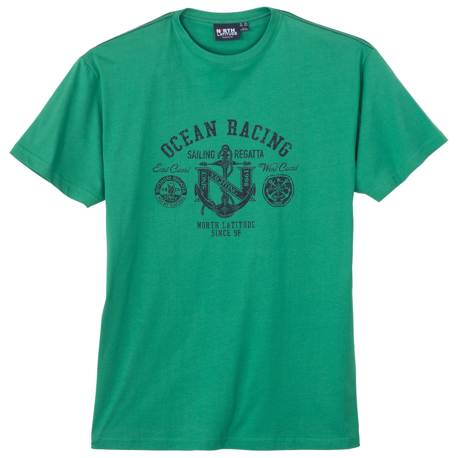 Rundhalsshirt North Latitude Übergrößen T-Shirt grün Ankerprint