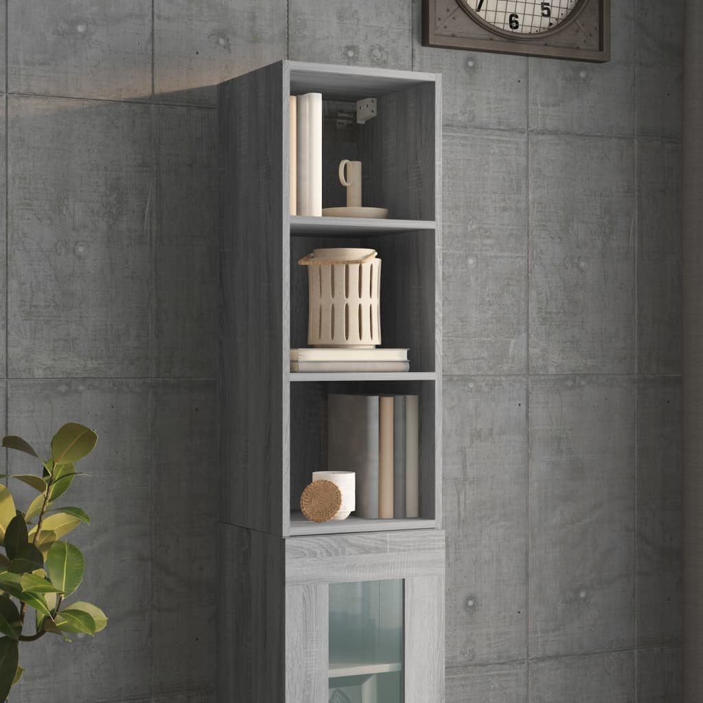 Grau vidaXL Regal 1-tlg. Wandschrank 34,5x32,5x90 Holzwerkstoff, Sonoma cm