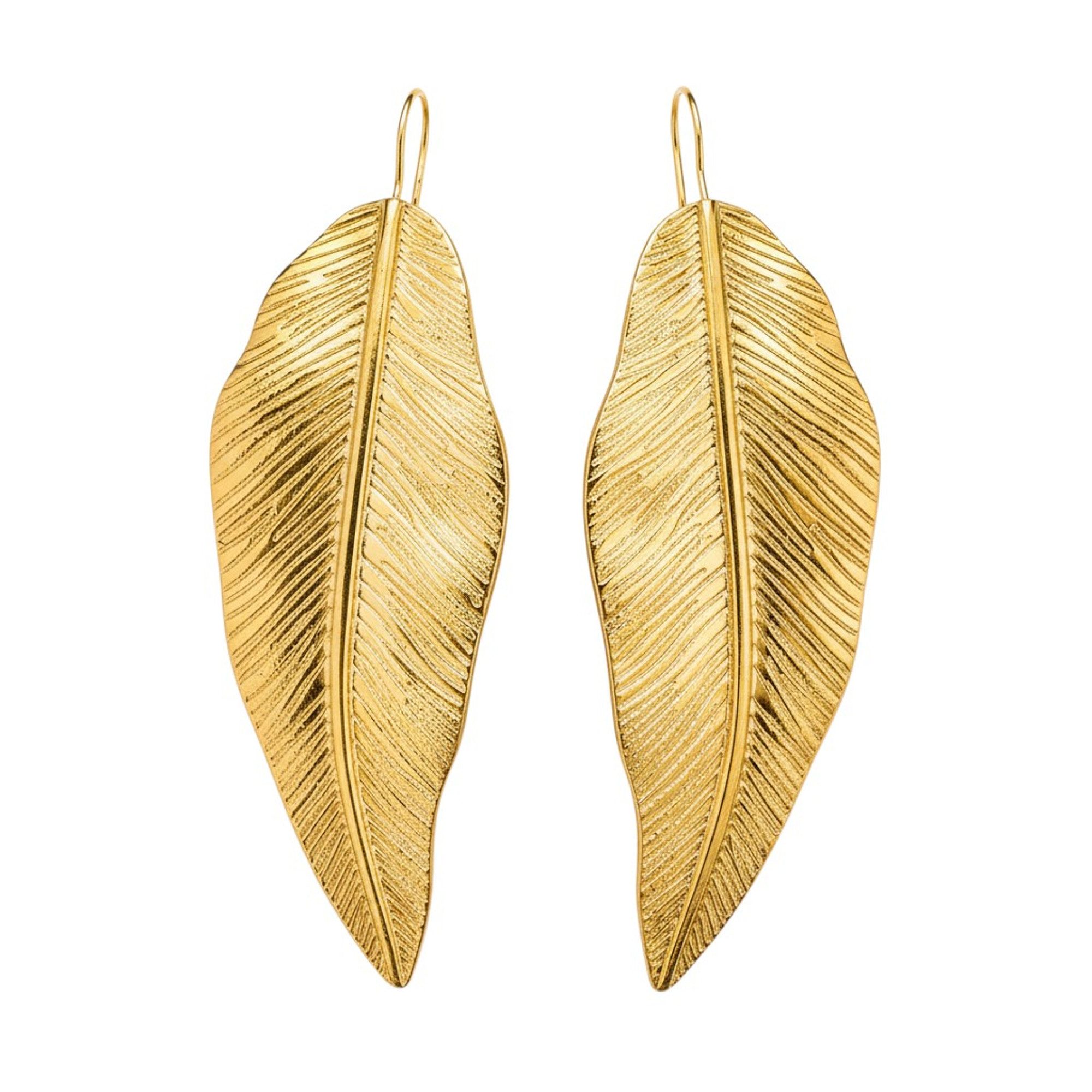 KARMA Paar Ohrhänger Ohrringe Blätter Gold Edelstahl 7,5 cm modern (Damenohrringe Blattohrringe, Damenschmuck wasserfest hypoallergen), Damenohrringe Blatt Damen