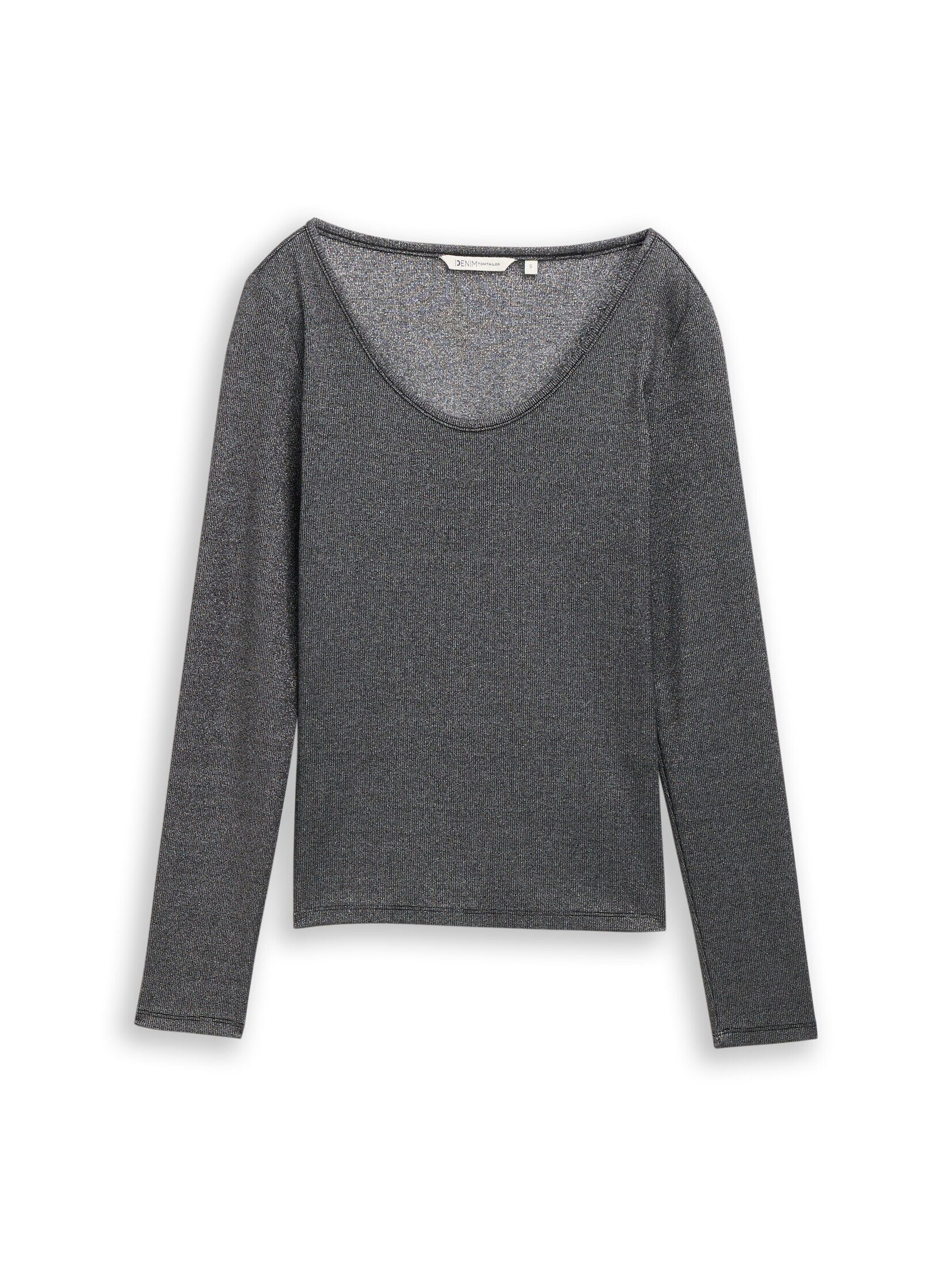 TOM TAILOR Denim Langarmshirt T-Shirt Slim Fit Langarmshirt mit Glitzer-Eff günstig online kaufen