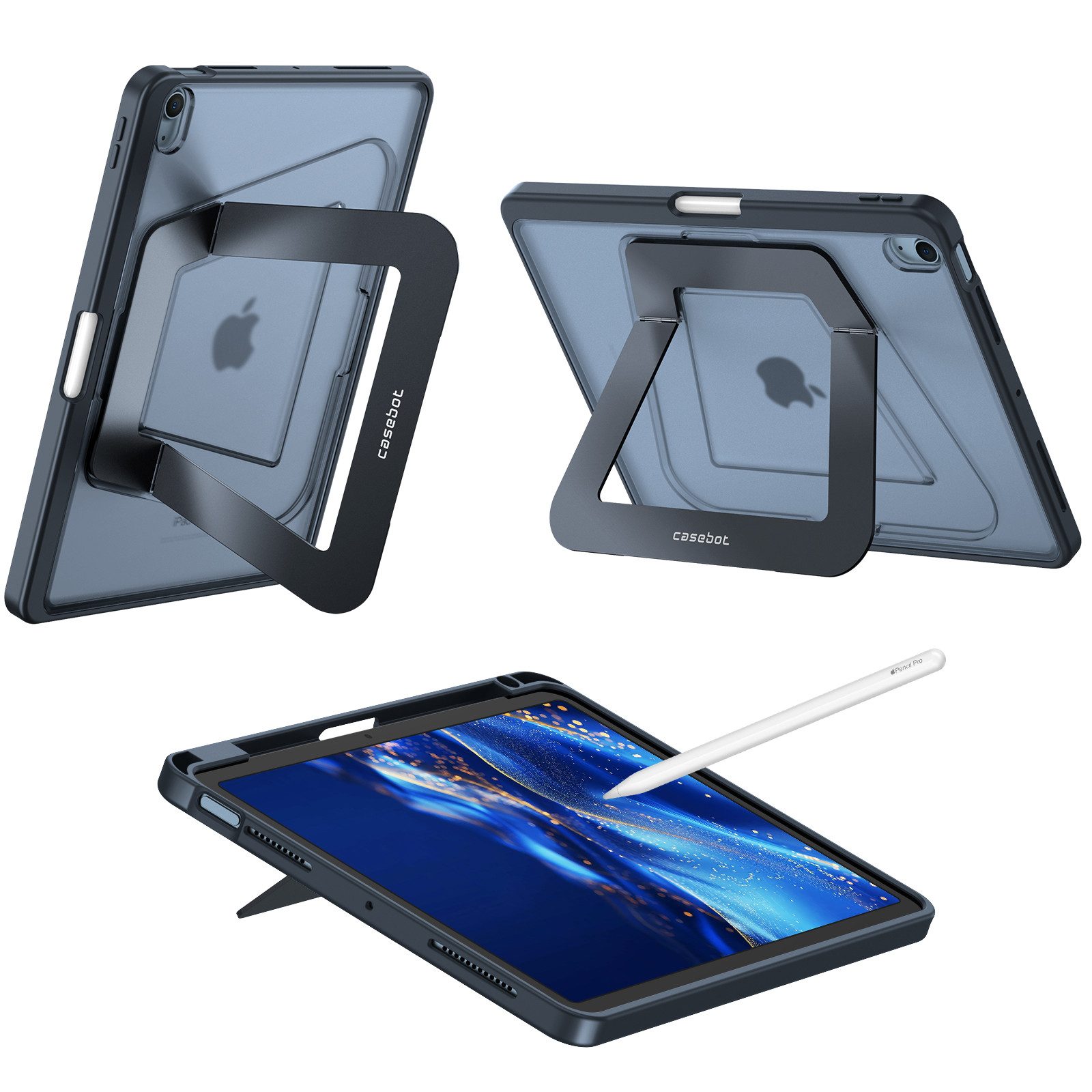 Fintie Tablet-Hülle für iPad Air 11'' M4/M3/M2(2026/2025/2024), iPad Air 5/4 Gen 2022/2020 10,9 Zoll, [Integrierter Stifthalter] mattierte Hartschale mit Mehrwinkel-Ständer