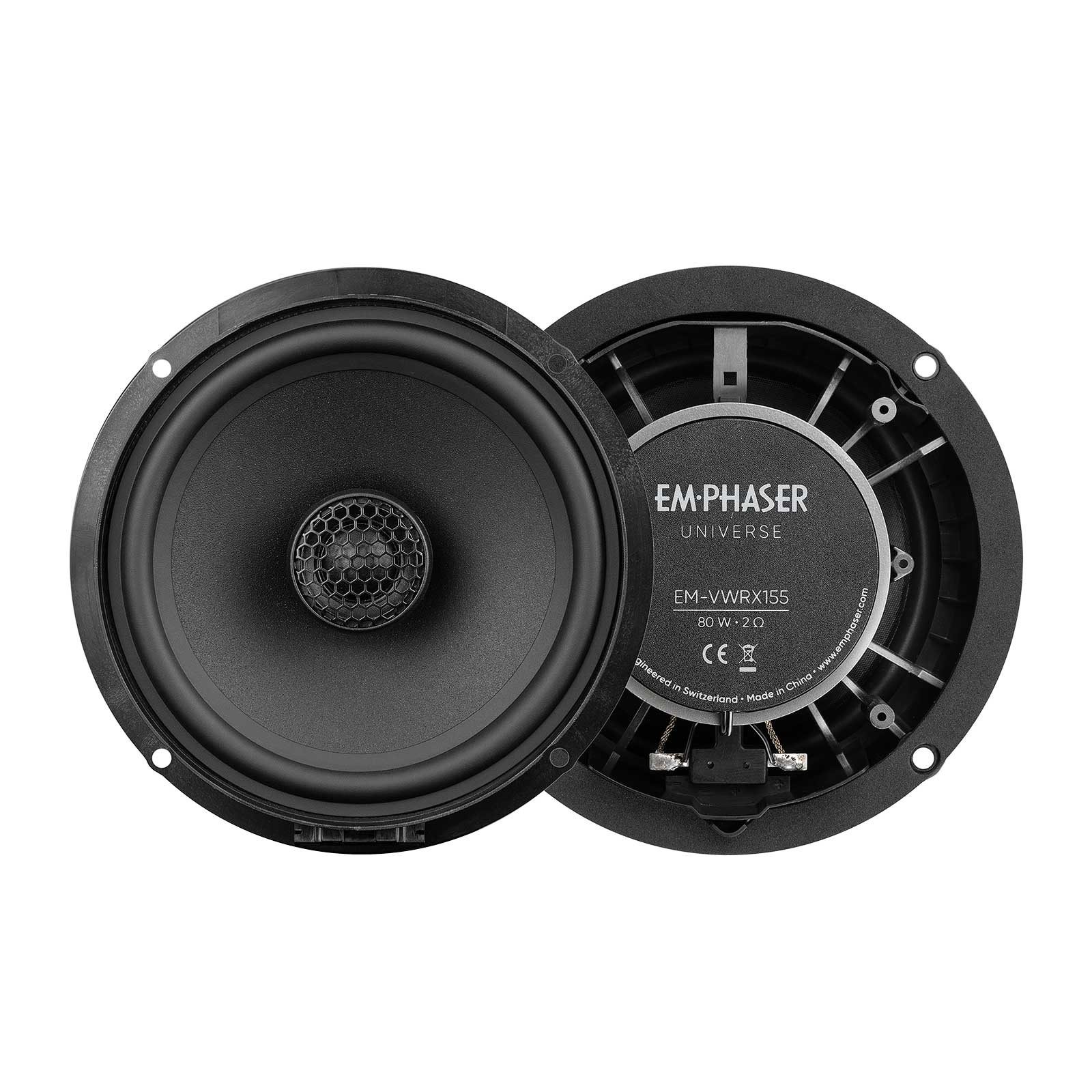 Emphaser EM-VWRX155 2-Wege Coaxial Lautsprecherset für VW, Seat u.für Skoda Auto-Lautsprecher (80 W, 16 cm)