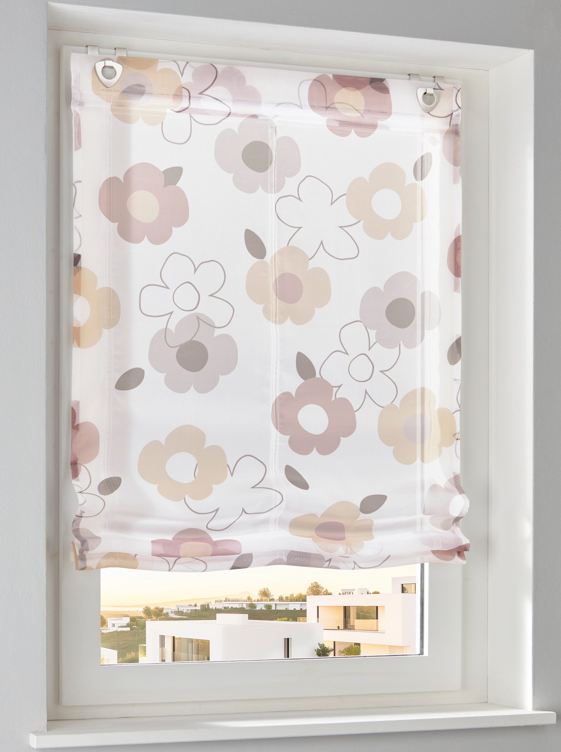 Rollo Raffrollo ., heine, transparent, Ösen mit Fensterhaken