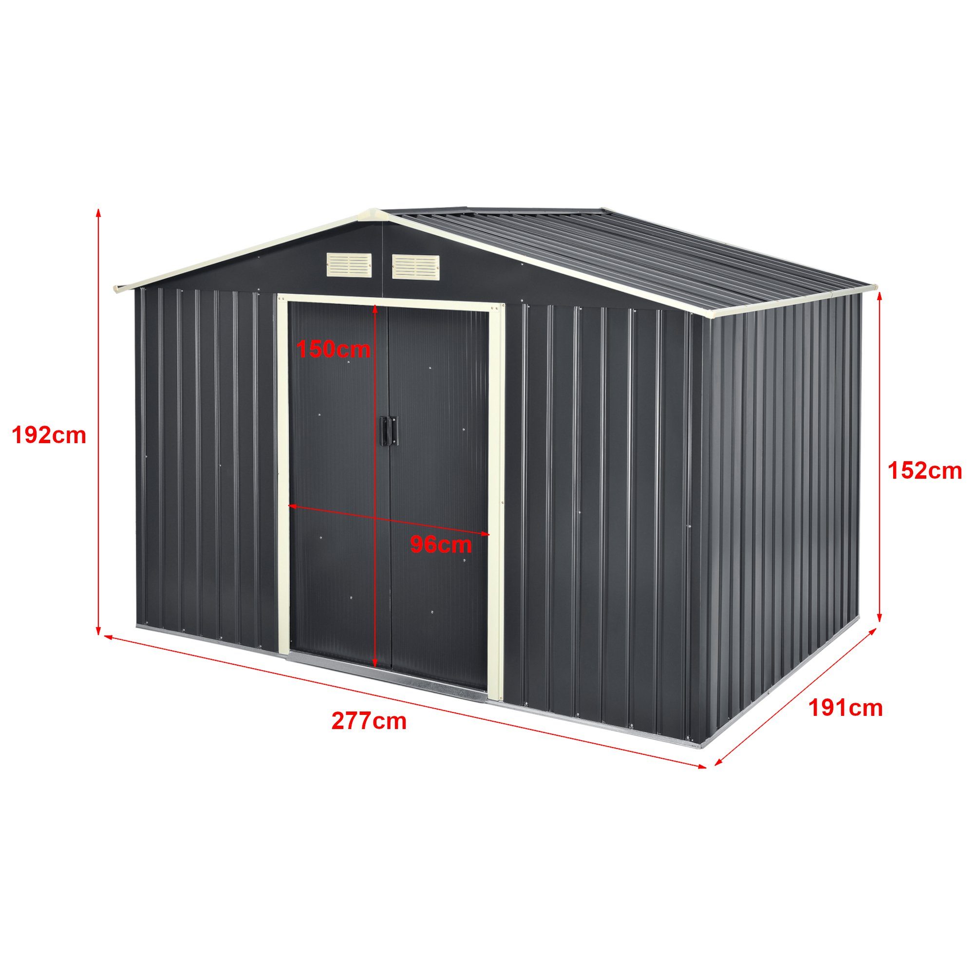 en.casa Gartenhaus, BxT: 277x191 cm, Gartenschuppen Metall 277x191x192cm Du günstig online kaufen