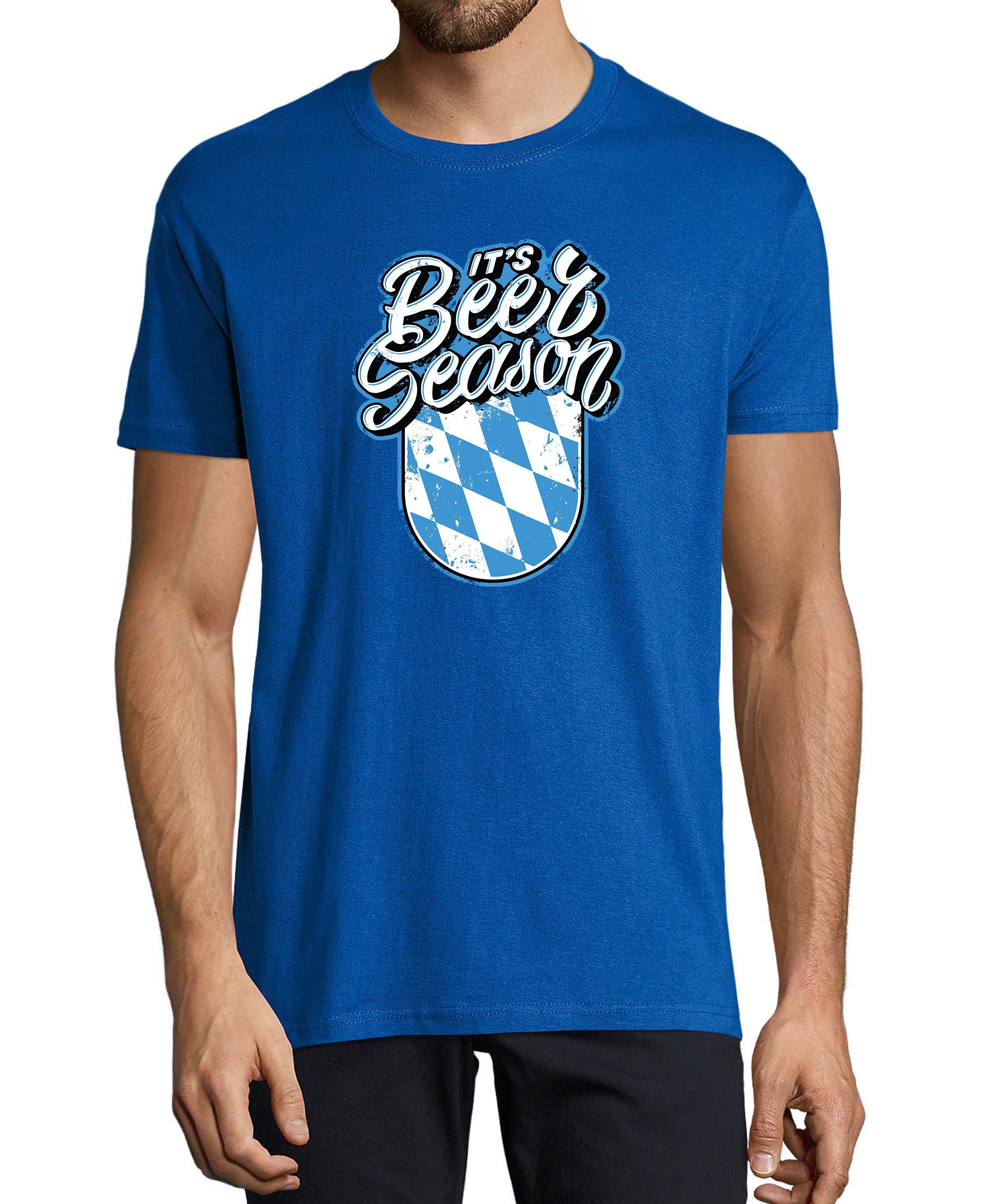 MyDesign24 T-Shirt Herren Fit, Print Trinkshirt mit Season Oktoberfest Regular blau royal Shirt i303 Aufdruck Beer Fun Baumwollshirt its 