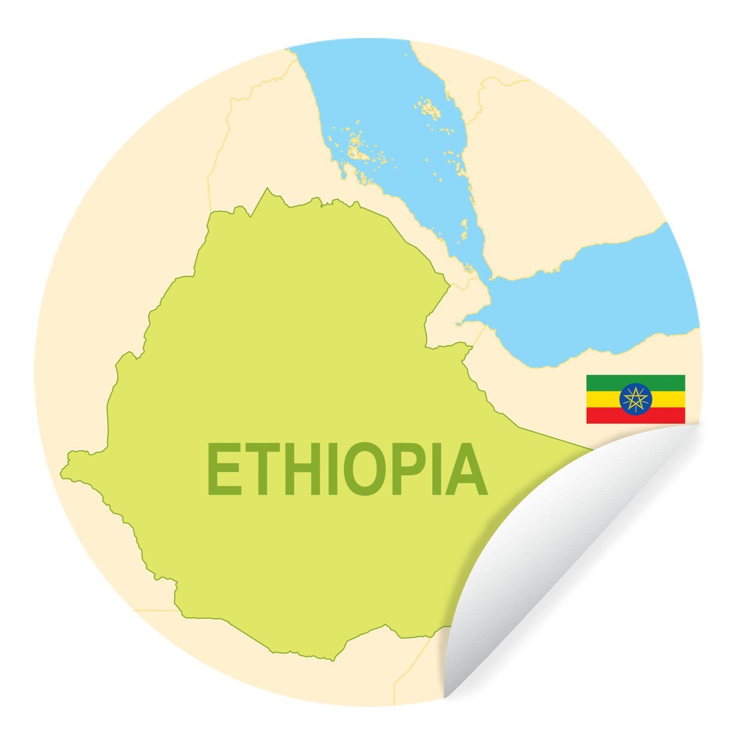 MuchoWow Wandsticker Illustration von Äthiopien in Grün (1 St), Tapetenkreis für Kinderzimmer, Tapetenaufkleber, Rund, Wohnzimmer