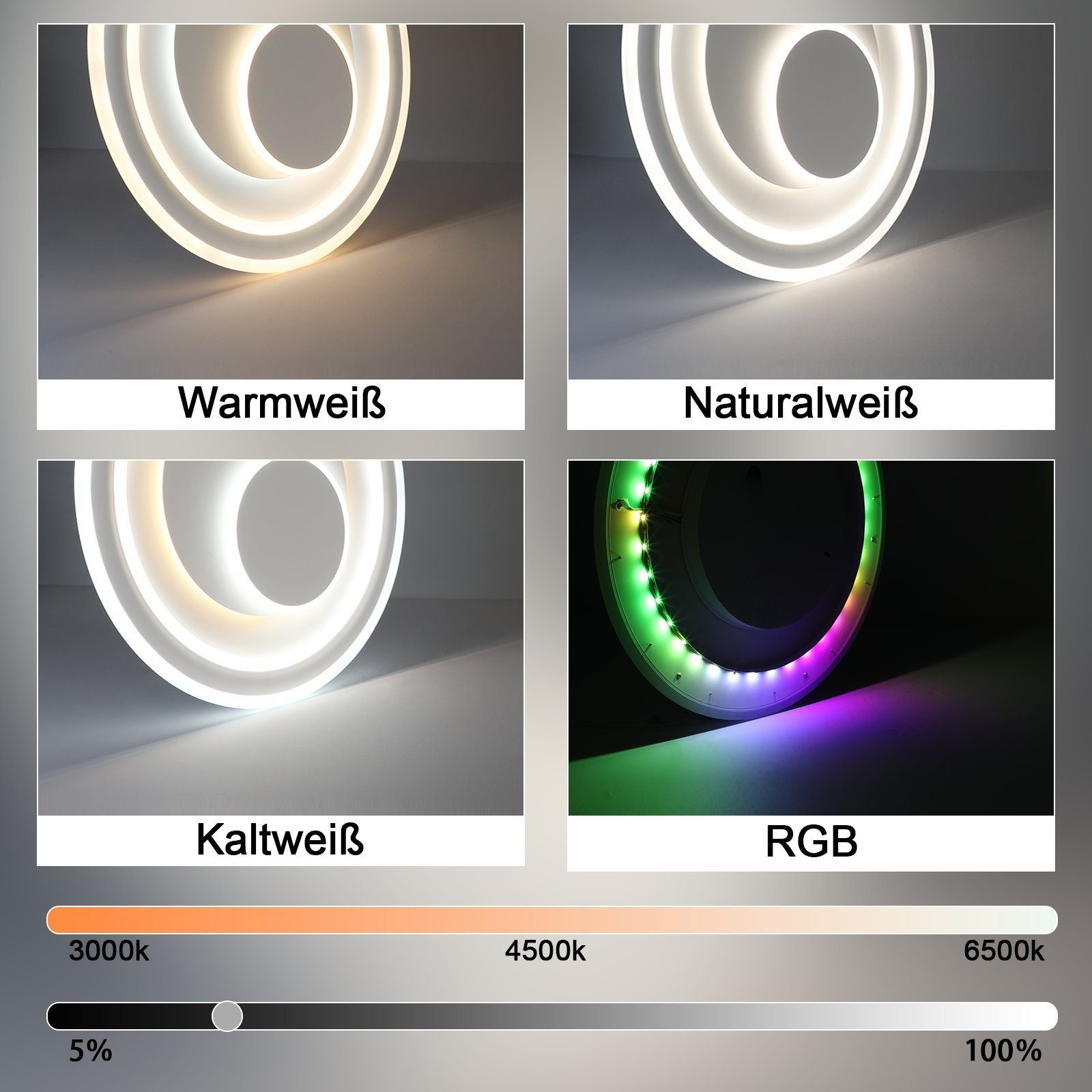 Nettlife LED Deckenleuchte LED Deckenleuchte 50cm RGB Runde, RGB Farbwechse günstig online kaufen
