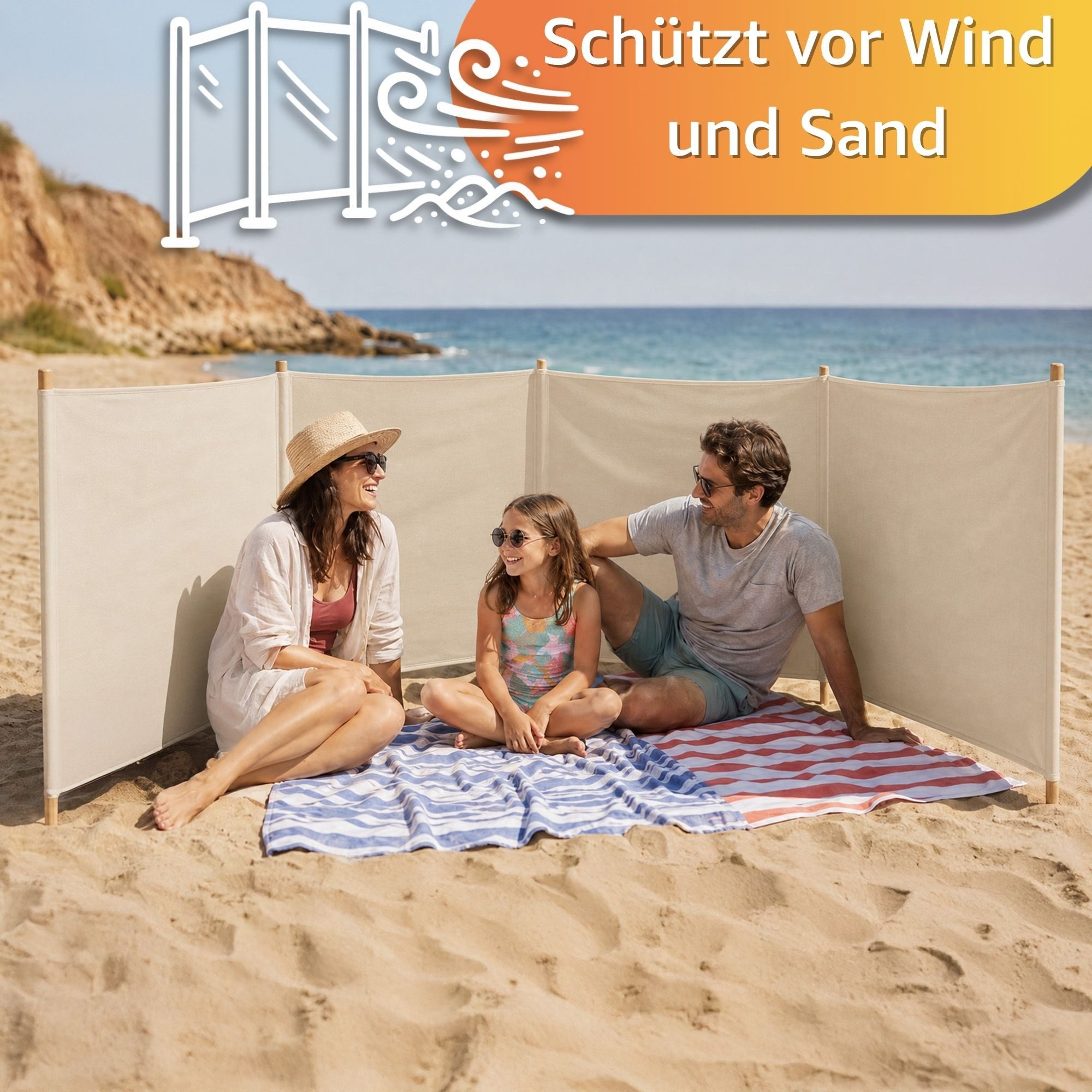 Amazinggirl Windschutz Strand Camping Sichtschutz - Strandwindschutz für Urlaub Garten Pool – Bild 5 von 5