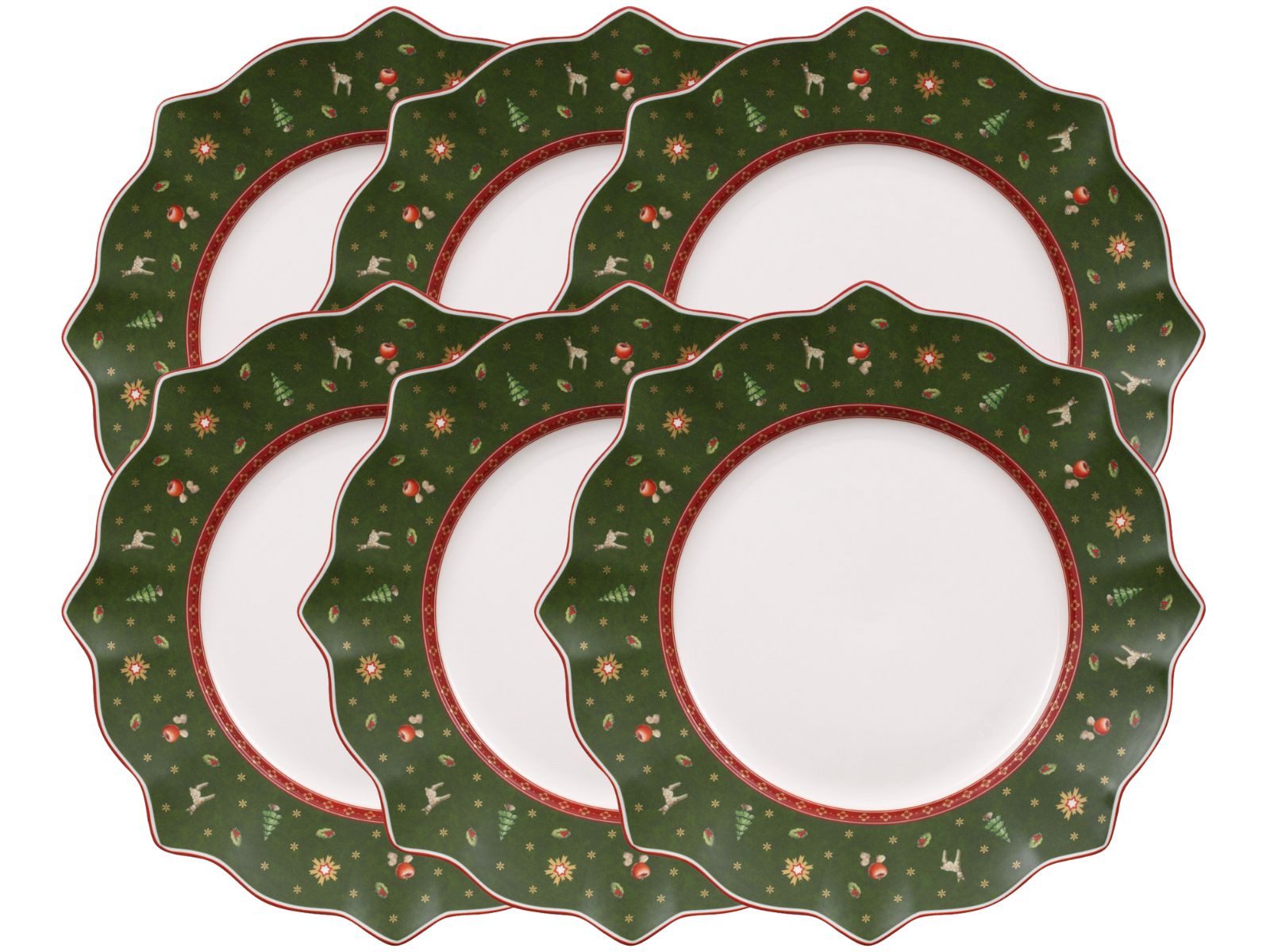 Villeroy & Boch Teller-Set Toy's Delight Speiseteller grün 29 cm Set6, Premium Porcelain