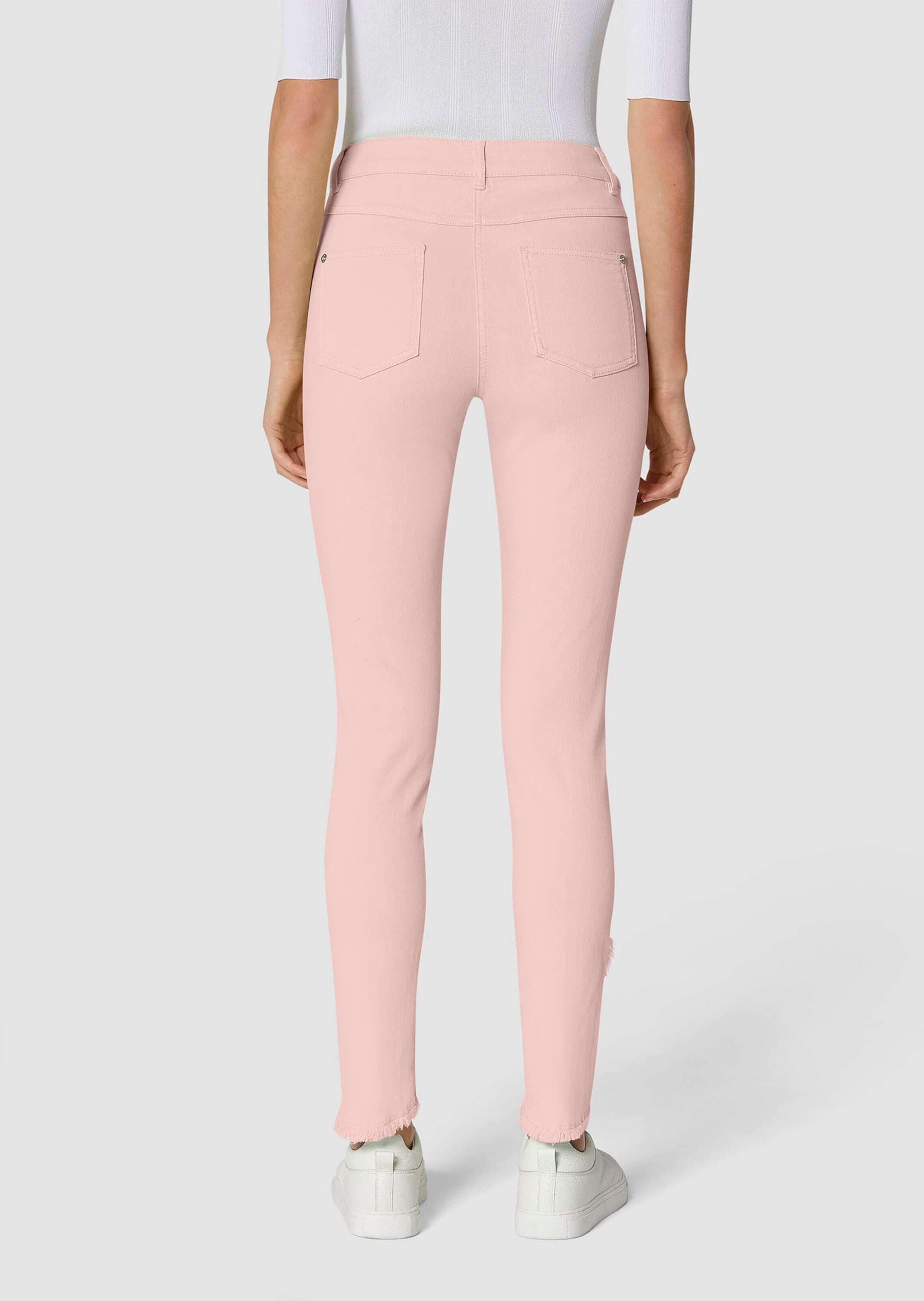 MADELEINE Gerade Jeans Verkürzte 5-Pocket-Hose mit Fransen Modisch verkürzte Hose mit abgeschrägtem Fransensaum, Cotton-Stretch