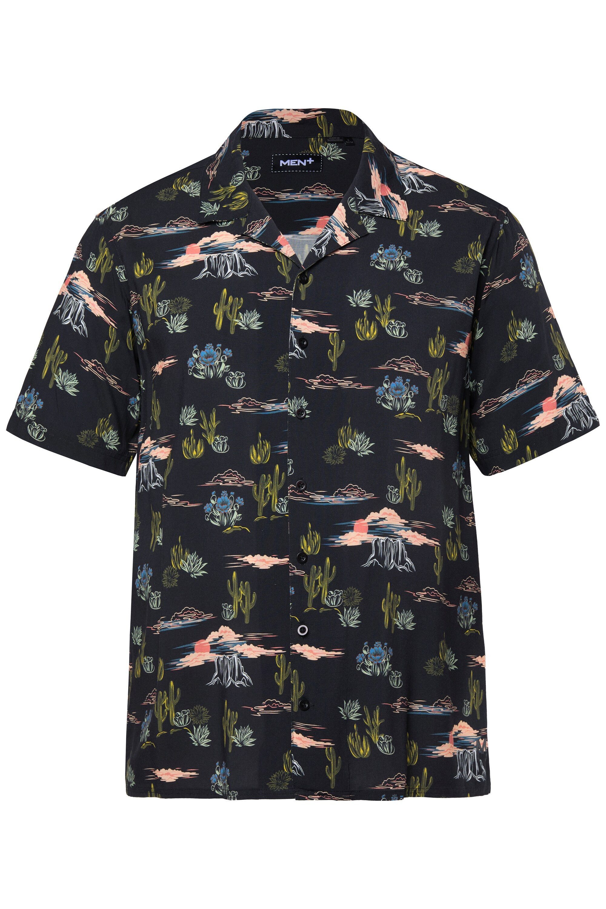 Men Plus Kurzarmhemd Hemd Halbarm Allovermuster Cubakragen Cuba Fit