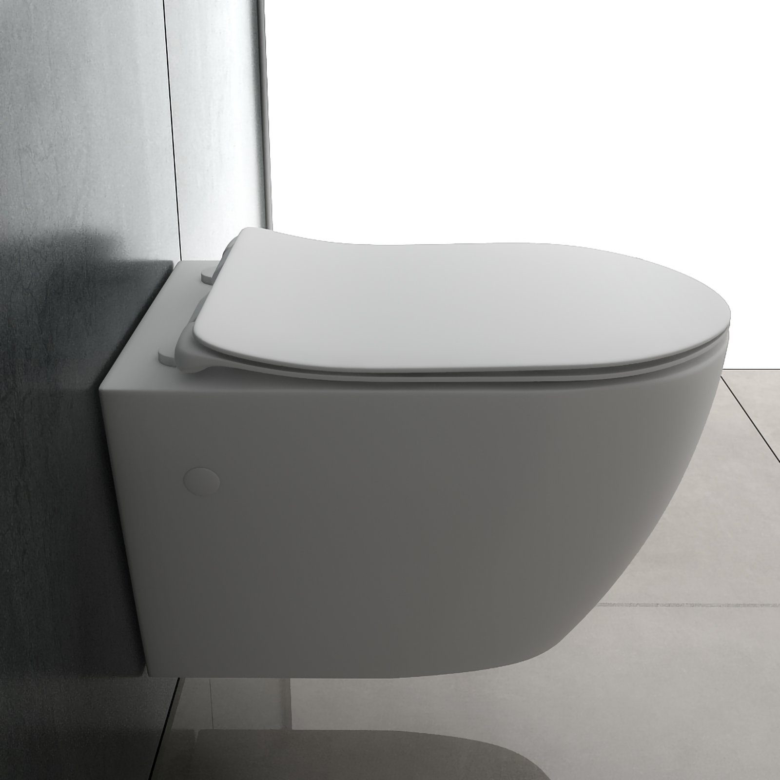 Alpenberger Tiefspül-WC Hänge WC Spülrandlos mit Toilettendeckel D Form - Kloschüssel mit Nano, Wandmontage, Abgang waagerecht, 2-tlg., hygienisches Wand WC ohne Spülrand mit Softclose Sitz - Made in Europa