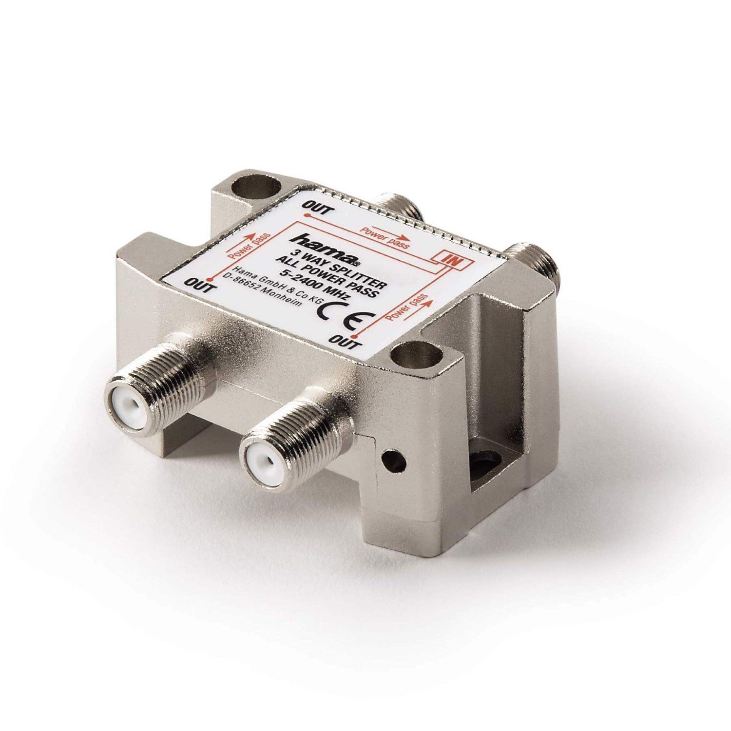 Hama SAT-Verteiler Sat-Verteiler 3-fach voll geschirmt DC, Sat-Splitter BK-Verteiler Adapter Satverteiler 8K 4K HD TV Ultra HD