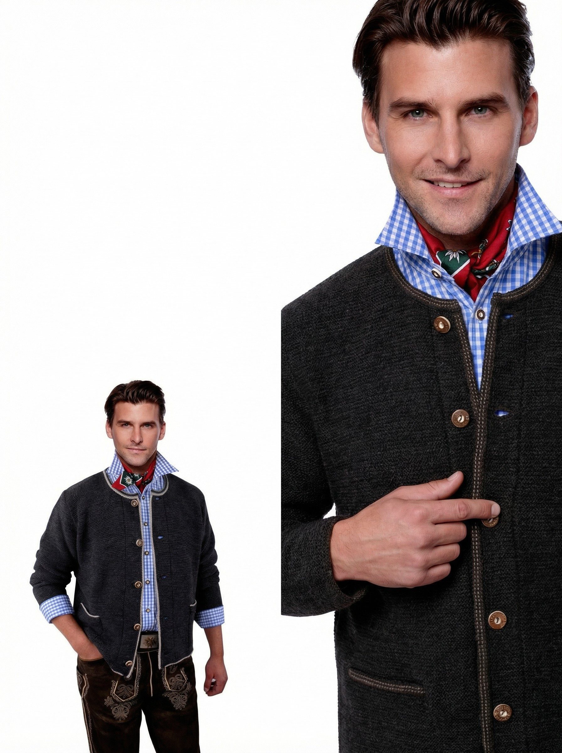 Moschen-Bayern Trachtenstrickjacke Trachtenjacke Herren Trachtenstrickjacke Trachtenjanker Strickjacke mit Knopfleiste