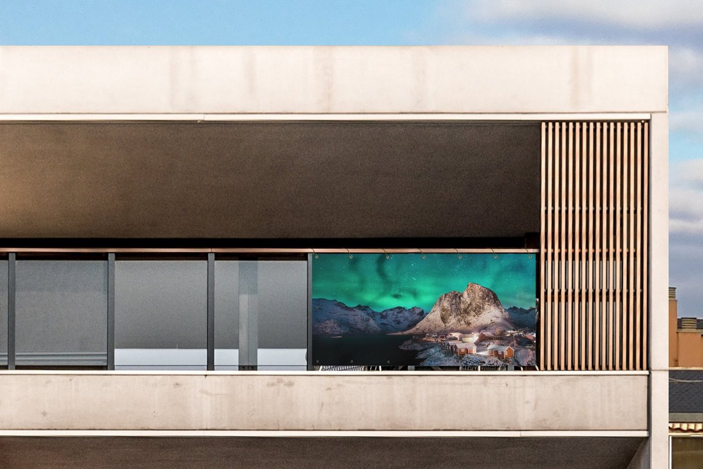 Thumbnail - MuchoWow Balkonsichtschutz Nordlichter - Berge - Norwegen (1-St) Balkon Sichtschutz 90x200, Windschutz für Zaun PVC, 200...