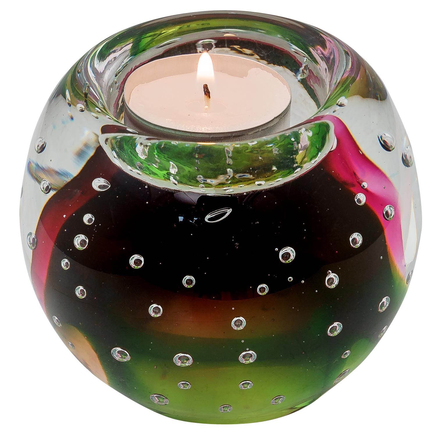 Aubaho Kerzenständer Teelichthalter Windlicht (d 9cm Antik-Stil Kerzenhalter im Glas Murano