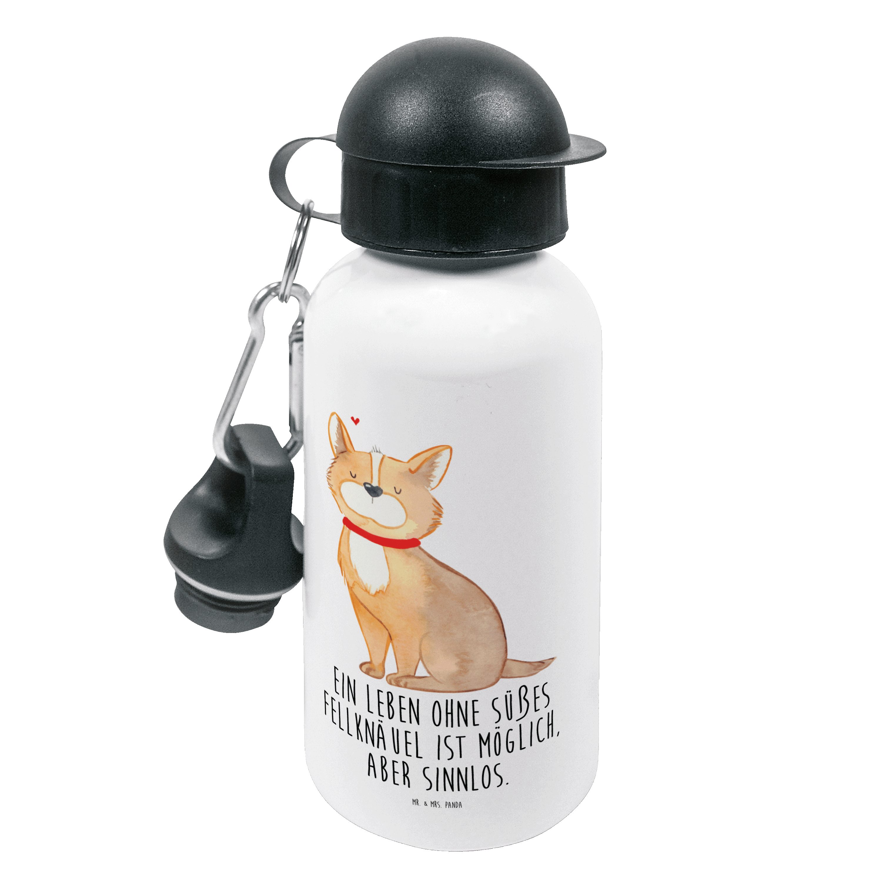 Mr. & Mrs. Panda Trinkflasche Hundeglück - Weiß - Geschenk, Liebe, Herz, Corgie, niedlich, Hundebes