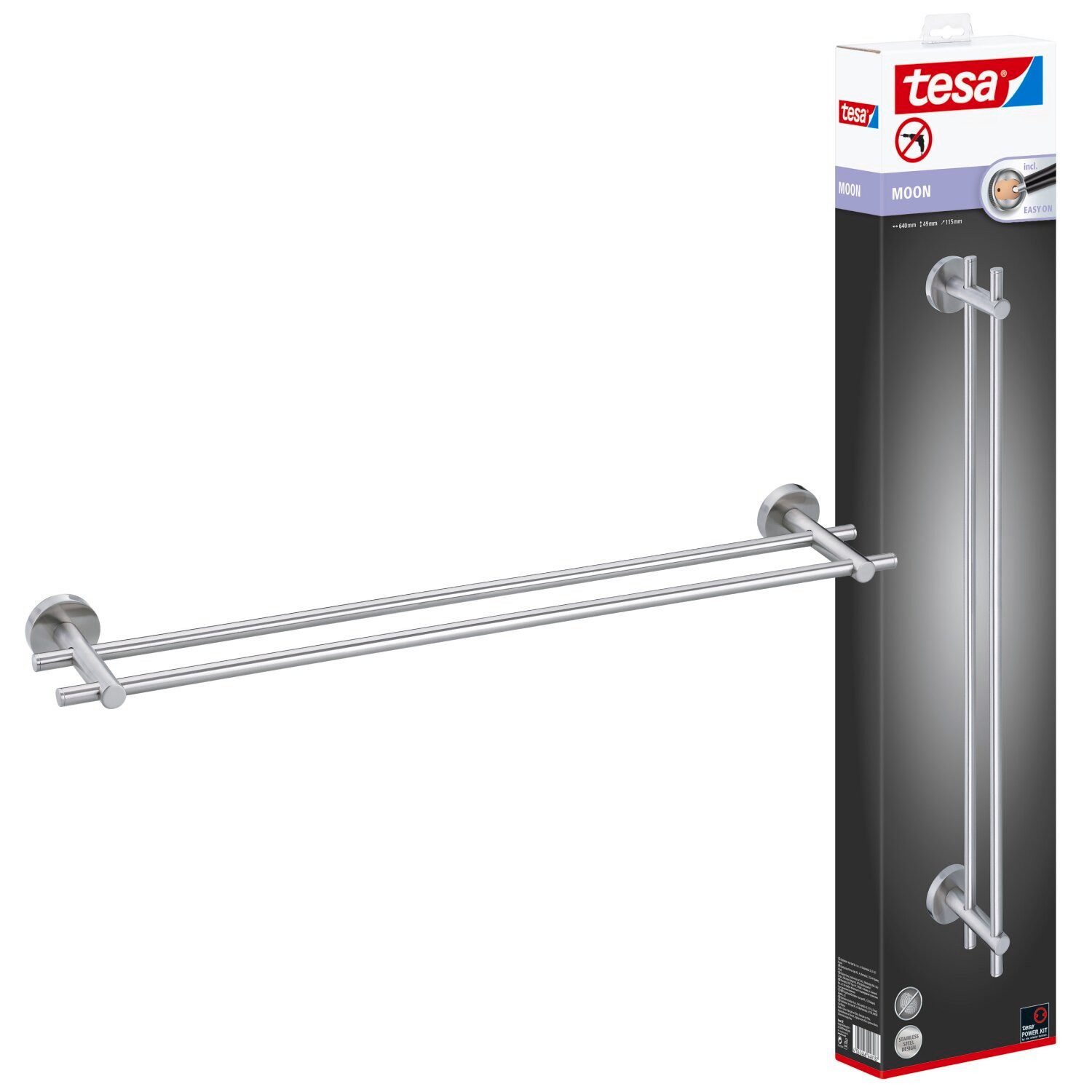 tesa Doppelhandtuchhalter MOON Badetuchhalter ohne Bohren - 4,9 cm : 64 cm günstig online kaufen