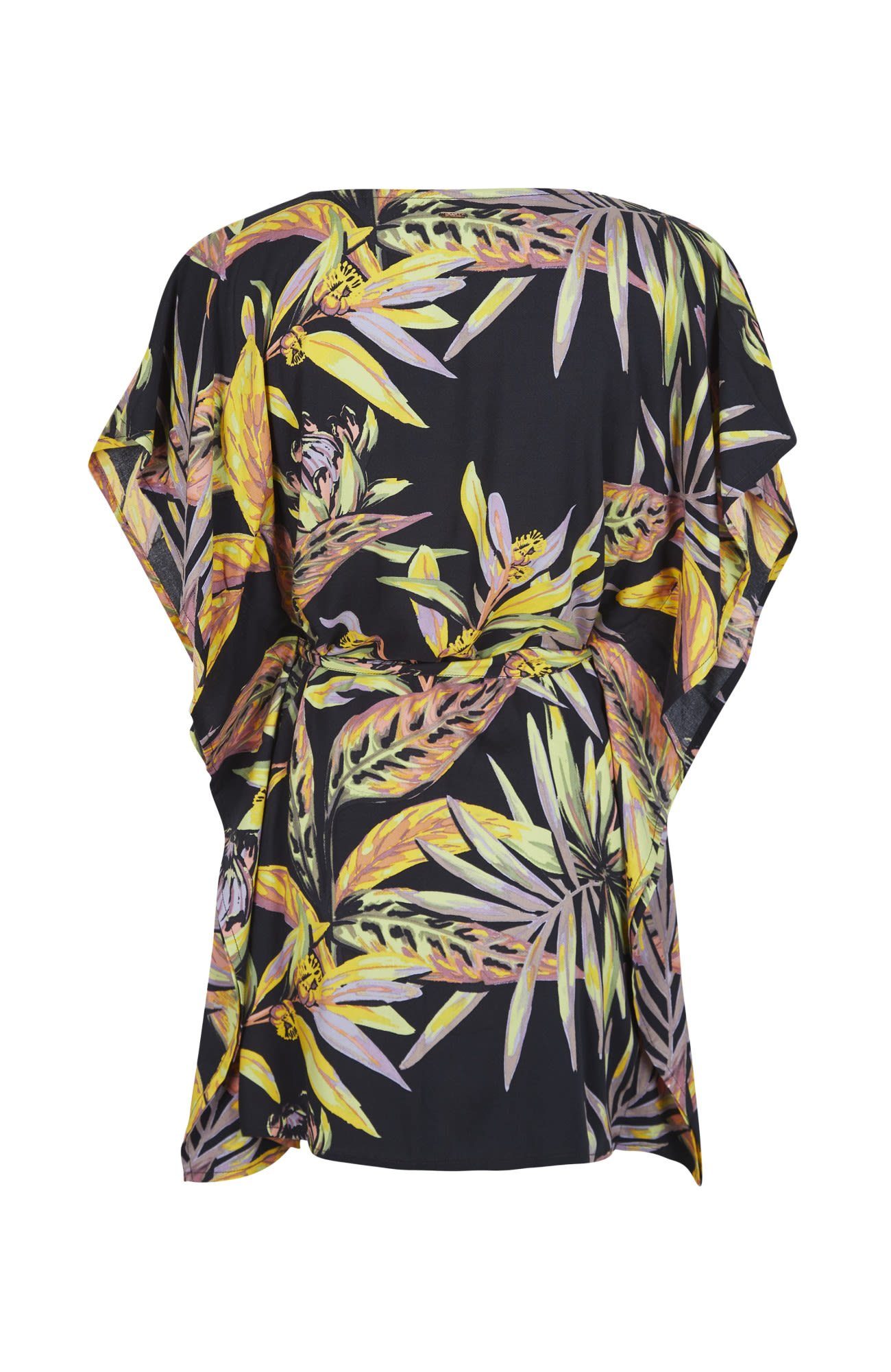 W Beach Tropical Kleid O'Neill Damen Sommerkleid Black Hana Flower Up Cover Oneill