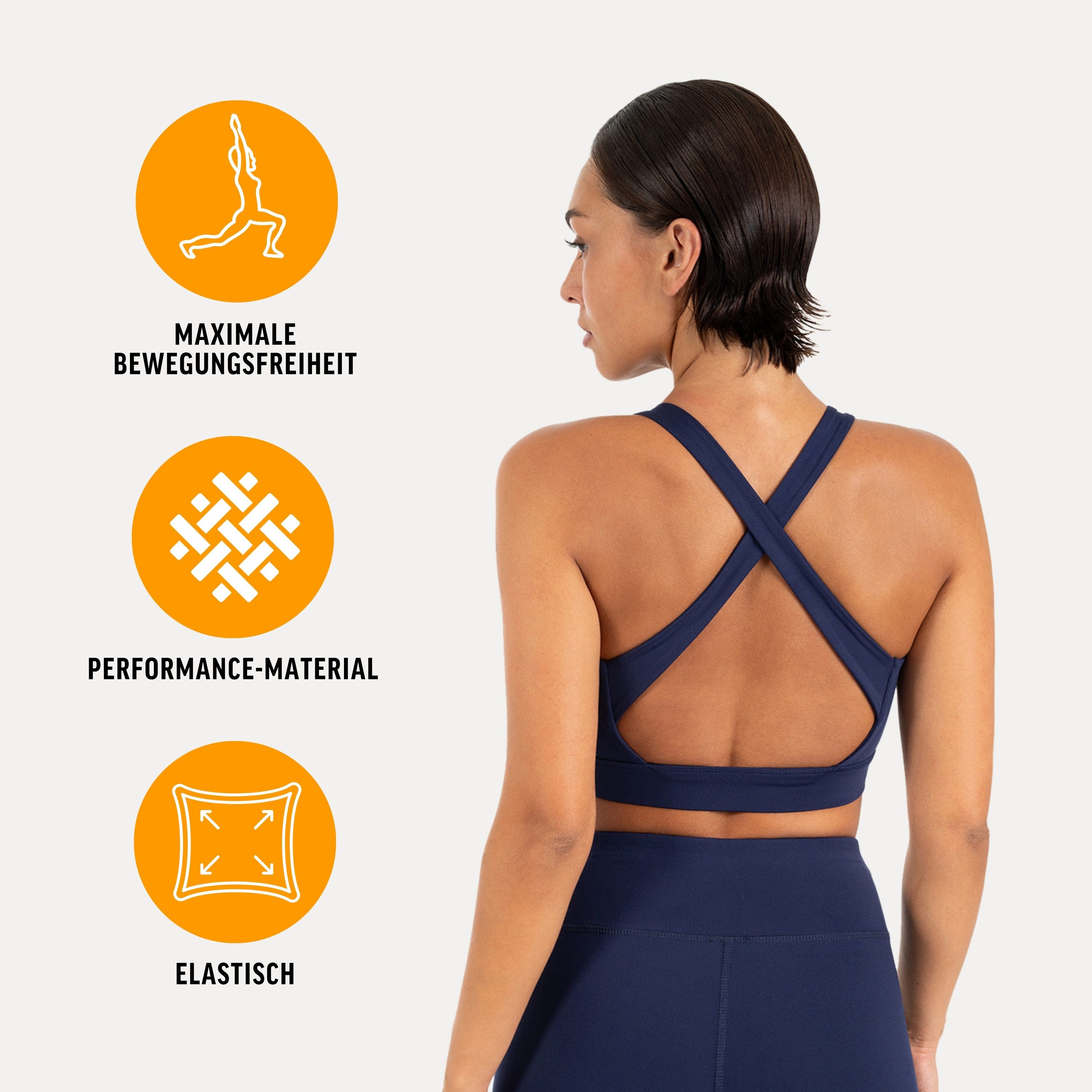 Smilodox Sport-BH Sorea Damen, Gym-BH, Shaped Fit, Medium Support, für Fitness & Yoga Stretch, Shaping, Rundhals, Bewegungsfreiheit, elastisch – Bild 2 von 5