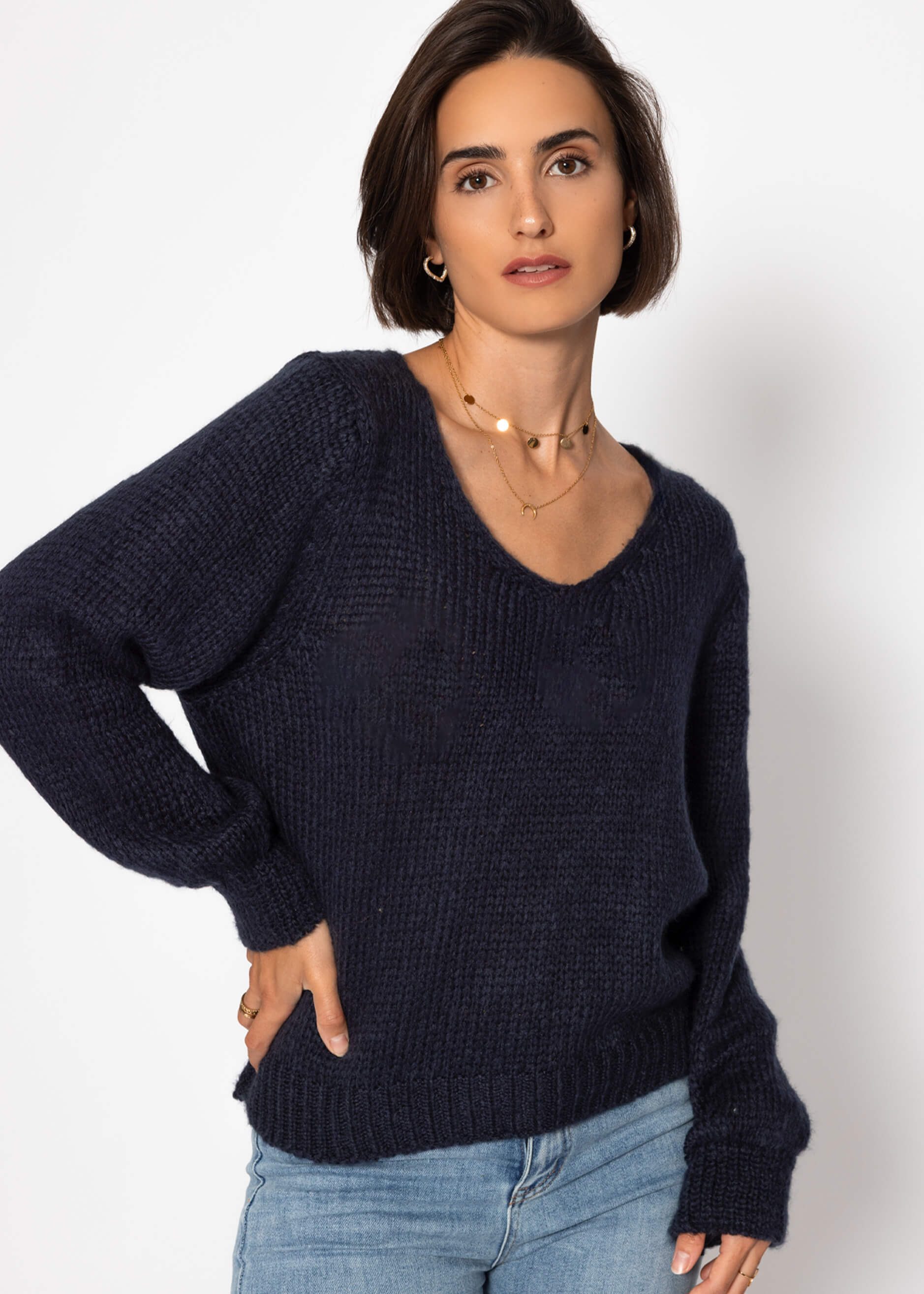SASSYCLASSY Strickpullover Pullover mit V-Ausschnitt für Damen Weicher Stri günstig online kaufen