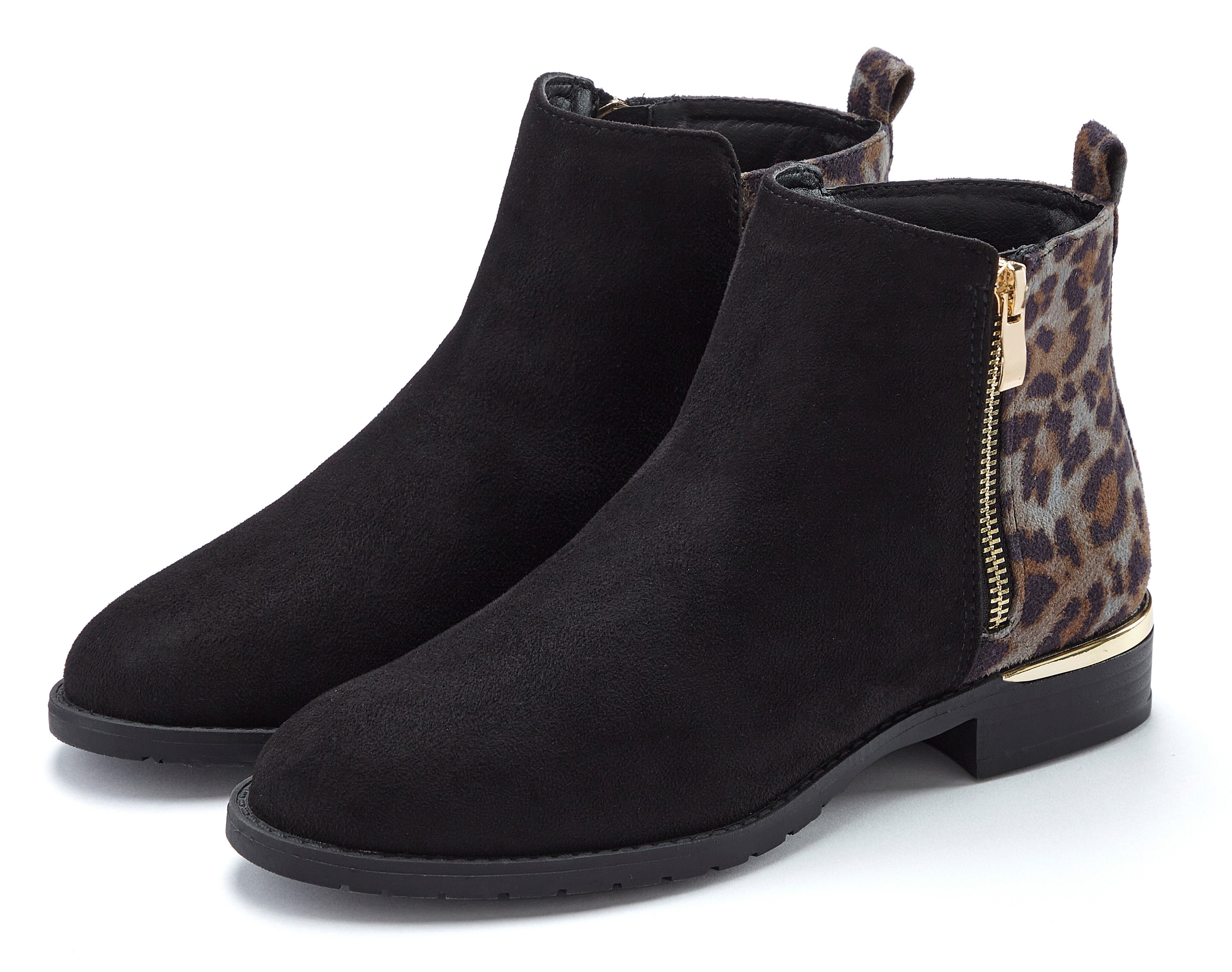 LASCANA Ankle Boots, Stiefel Stiefelette mit Leo-Print VEGAN günstig online kaufen
