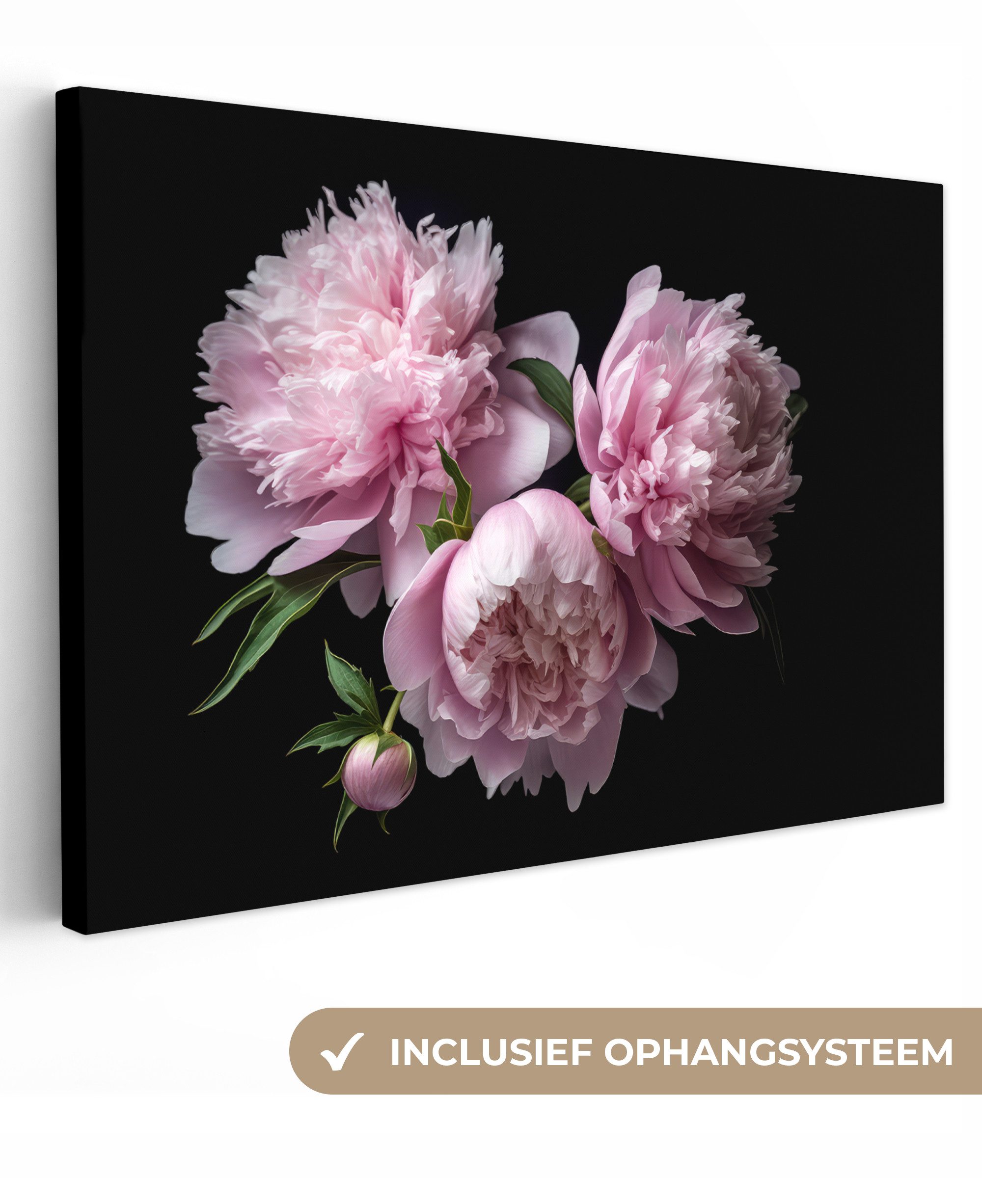 OneMillionCanvasses® Leinwandbild Pfingstrose - Rosa - Blumig - Botanisch - Natur, Fotodruck (1 St), Leinwand Bilder Klein, Wand Dekoration Aesthetic 30x20 cm