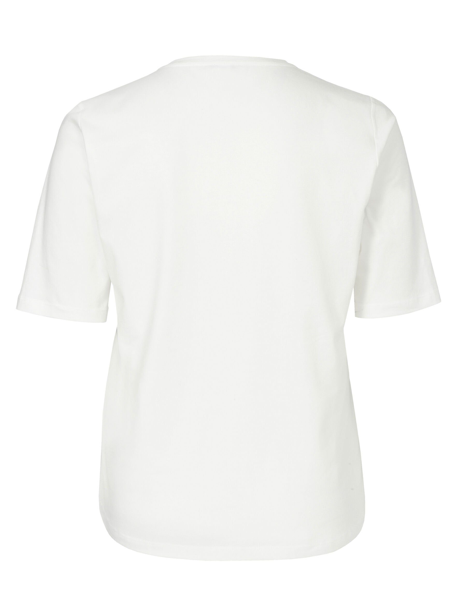ecru Modernes APPIA Rundhalsshirt Rundhalsausschnitt multicolor VIA mit DUE T-Shirt mit Schmucksteinen