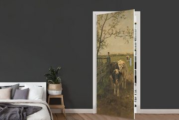 MuchoWow Türtapete Der Milchwagen - Gemälde von Anton Mauve, Matt, bedruckt, (1 St), Fototapete für Tür, Türaufkleber, 75x205 cm