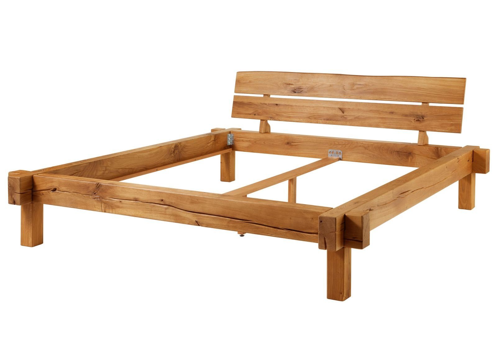 Massivmoebel24 Massivholzbett (Balkenbett Wildeiche 180x200x85 cm natur geölt JANGALI #712), Balkenbett Wildeiche 180x200x85 cm natur geölt JANGALI #712