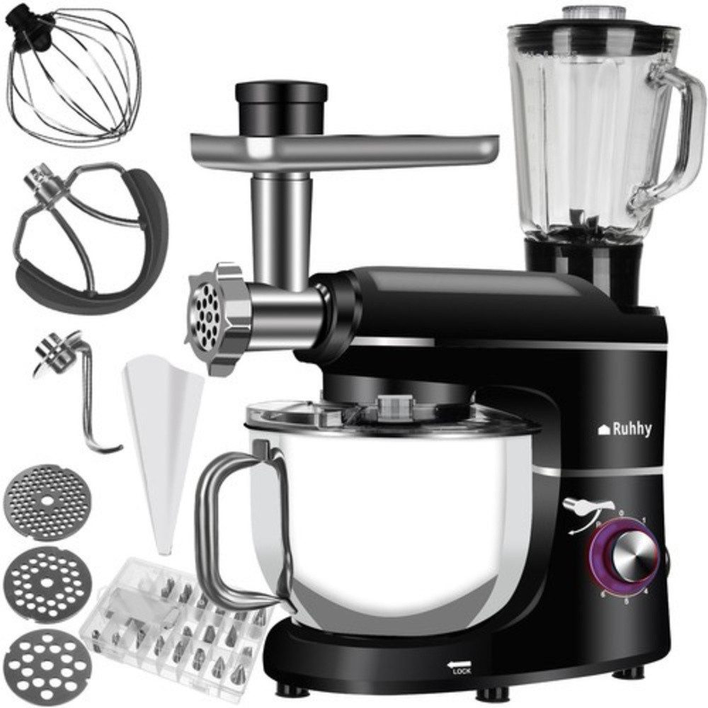 Ruhhy Küchenmaschine 16747 Mixer, 2200 W, 6,2 l Schüssel, 3-in-1 Multifunktionalität