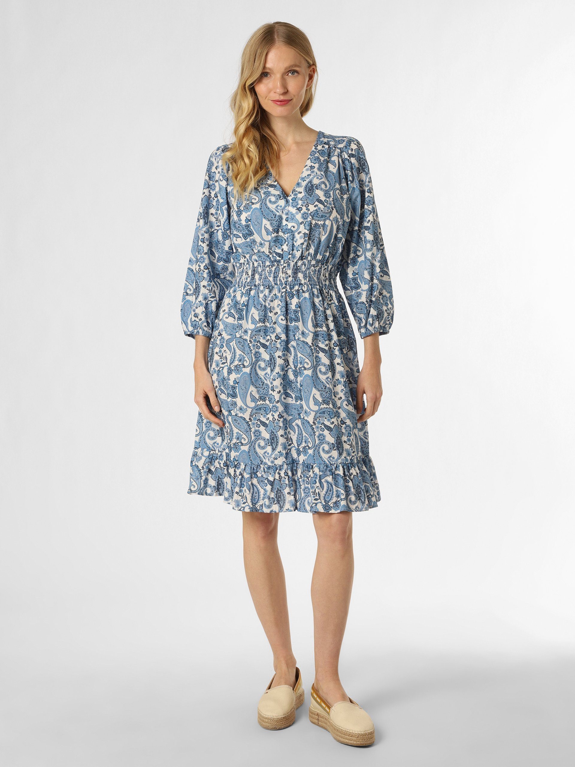 ecru blau A-Linien-Kleid Marie Lund