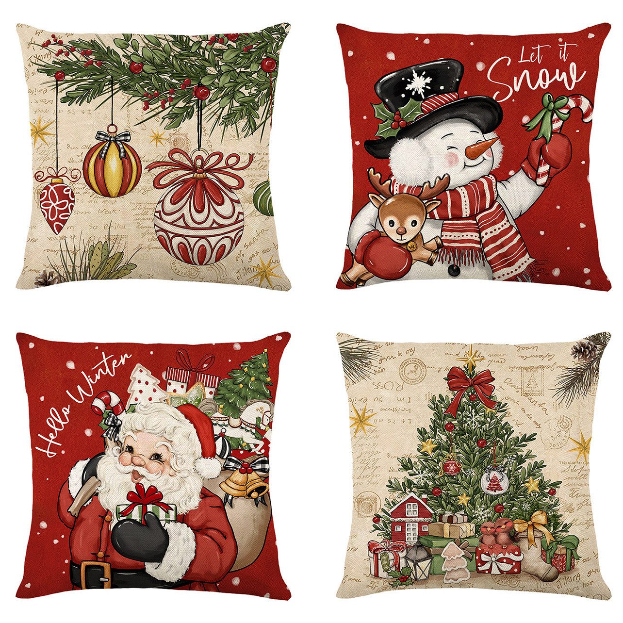 Coonoor Kissenbezug Weihnachtsdekoration Kissenbezüge 45 x 45 cm, (4 Stück) günstig online kaufen