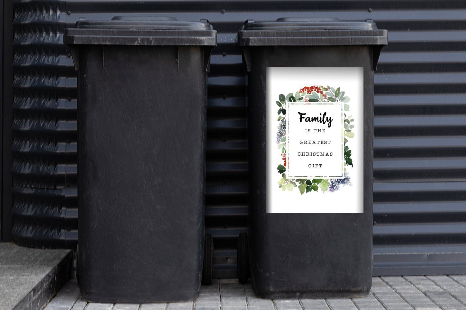 Sticker, Familie - Mülleimer-aufkleber, - Zitat Abfalbehälter MuchoWow Container, Wandsticker Weihnachten Mülltonne, St), (1