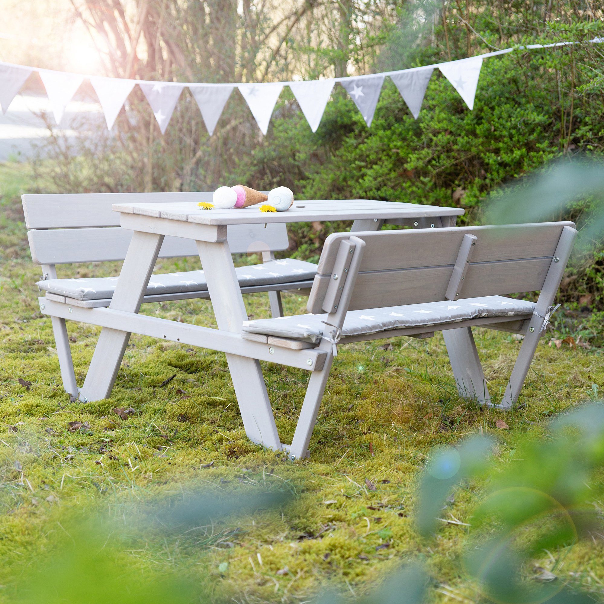 roba® Kindersitzgruppe Picknick for 4 Sitzauflagen inklusive Grau, (Set), mit StarsÂ« +, Lehne; Outdoor Â»Little
